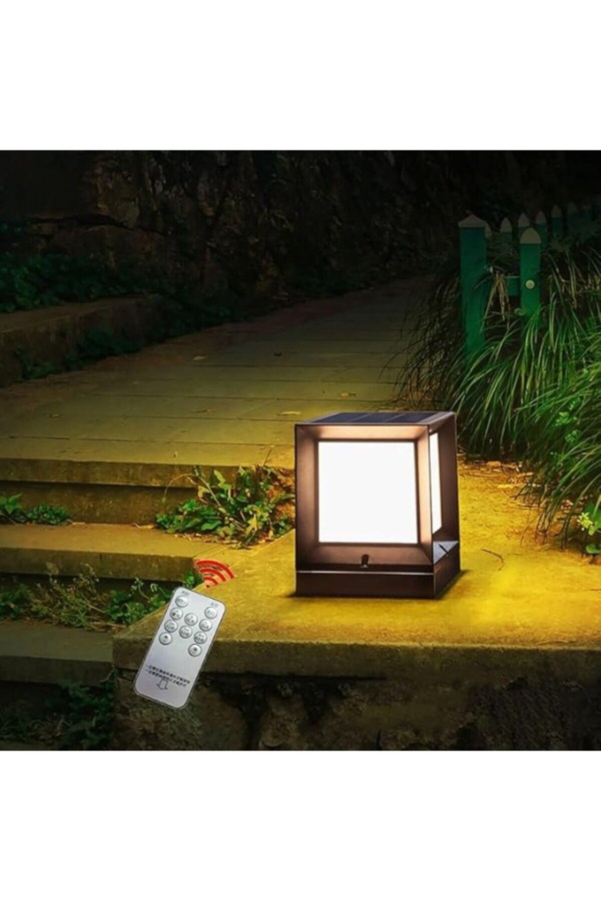 ShopZum Forlife Set Üstü Küp Solar Led Bahçe Lambası 60W, Güneş Enerjili+220V Elektrikli Hibrit, E27 Duy