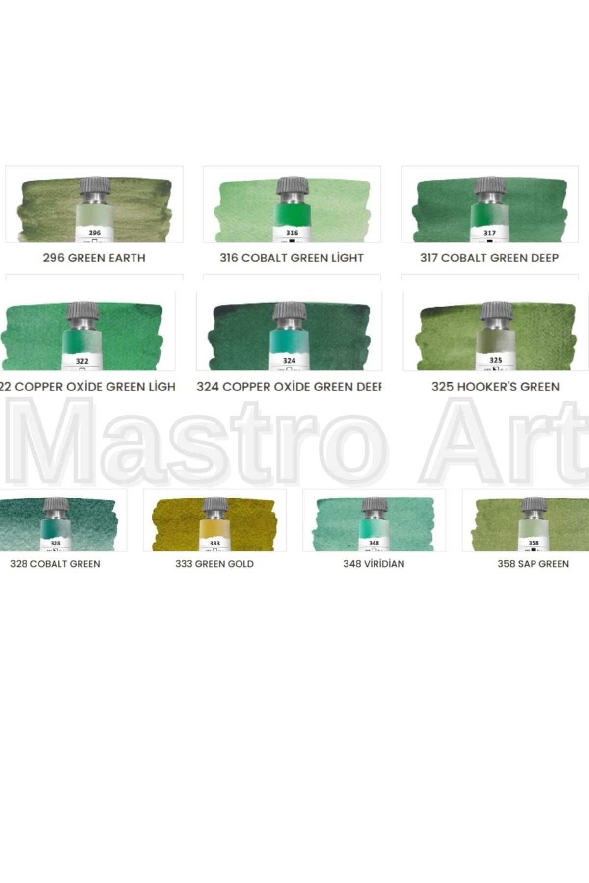 Maimeri Blu Pro Tüp Sulu Boya 12 ml Green Sets 10'Lu Set,Botanical Art,Watercolor