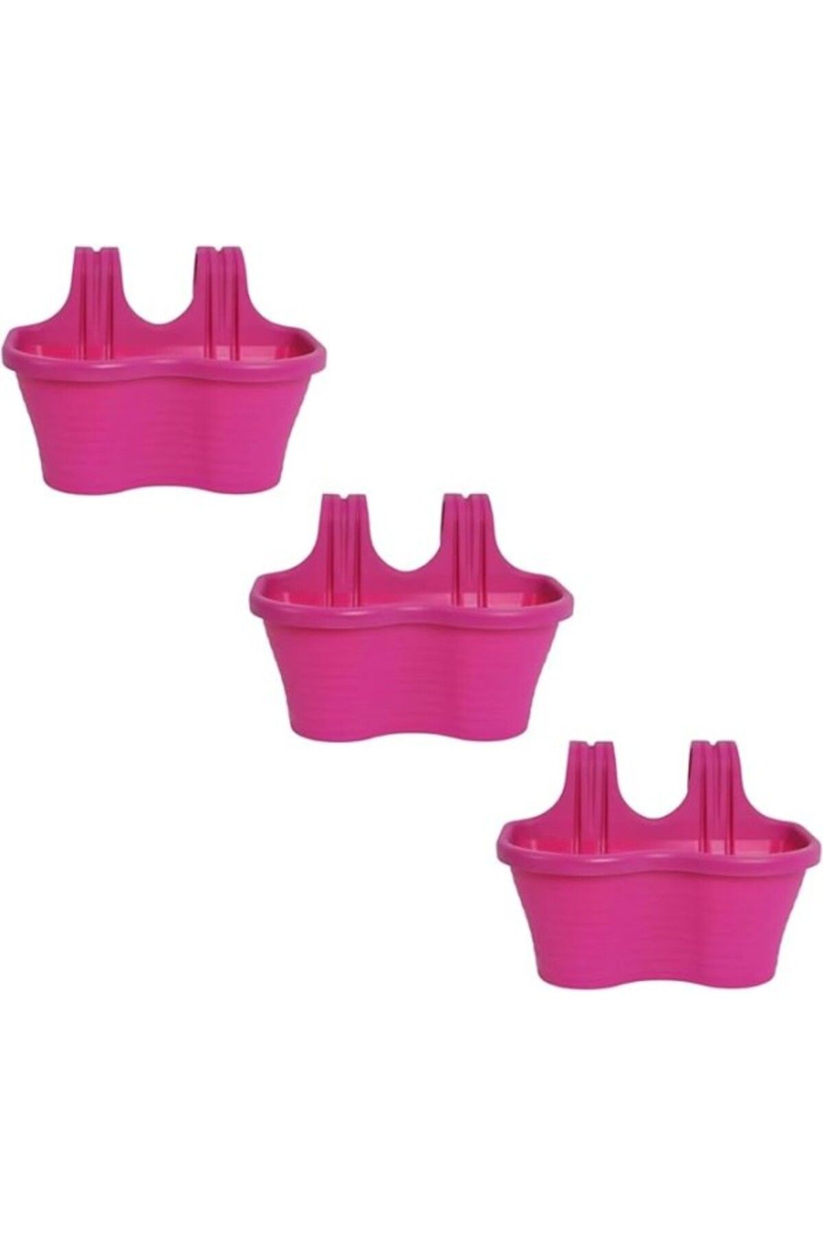 ShopZum Tom4, Askılı Balkon Saksı, 3 Adet, Fuşya