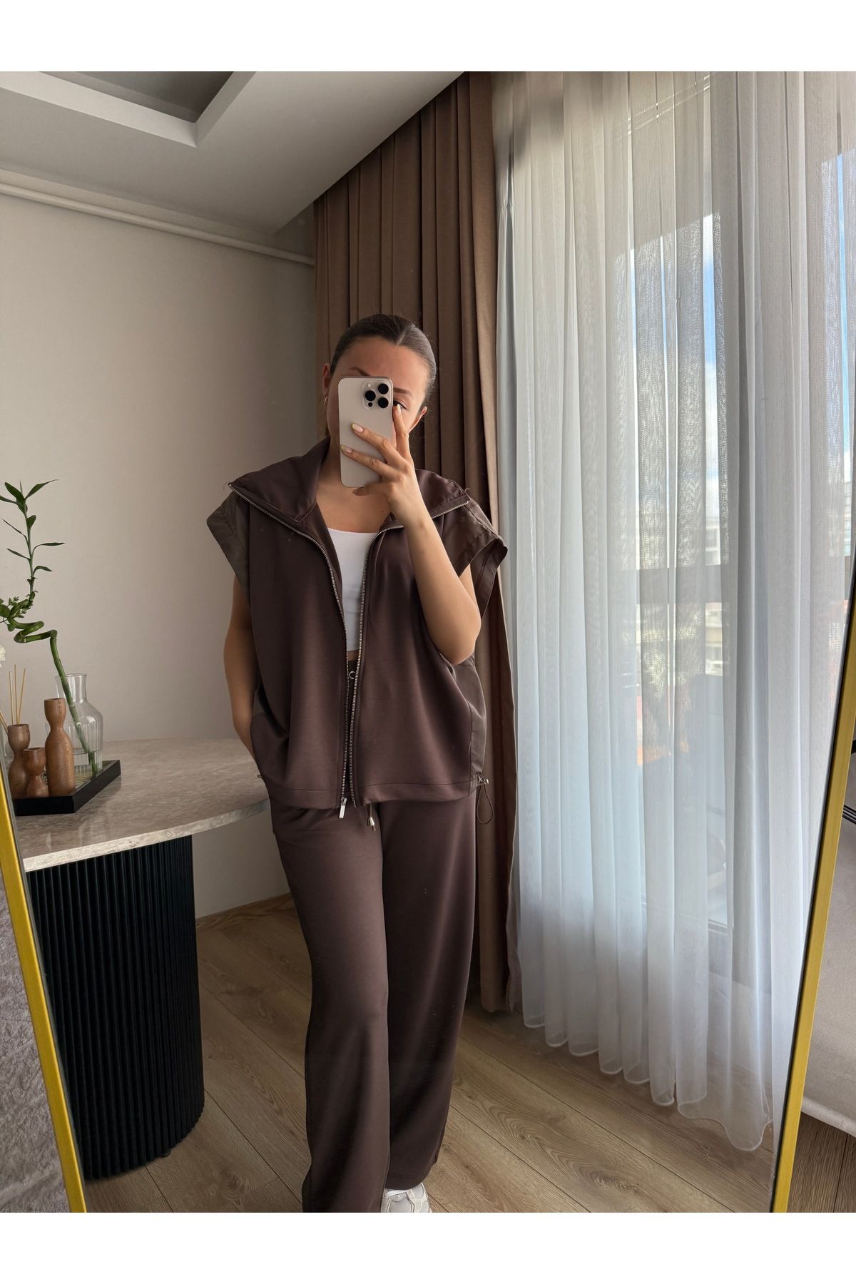 ESMA GÜL BUTİK Kahverengi Yelek Eşofman Takım
