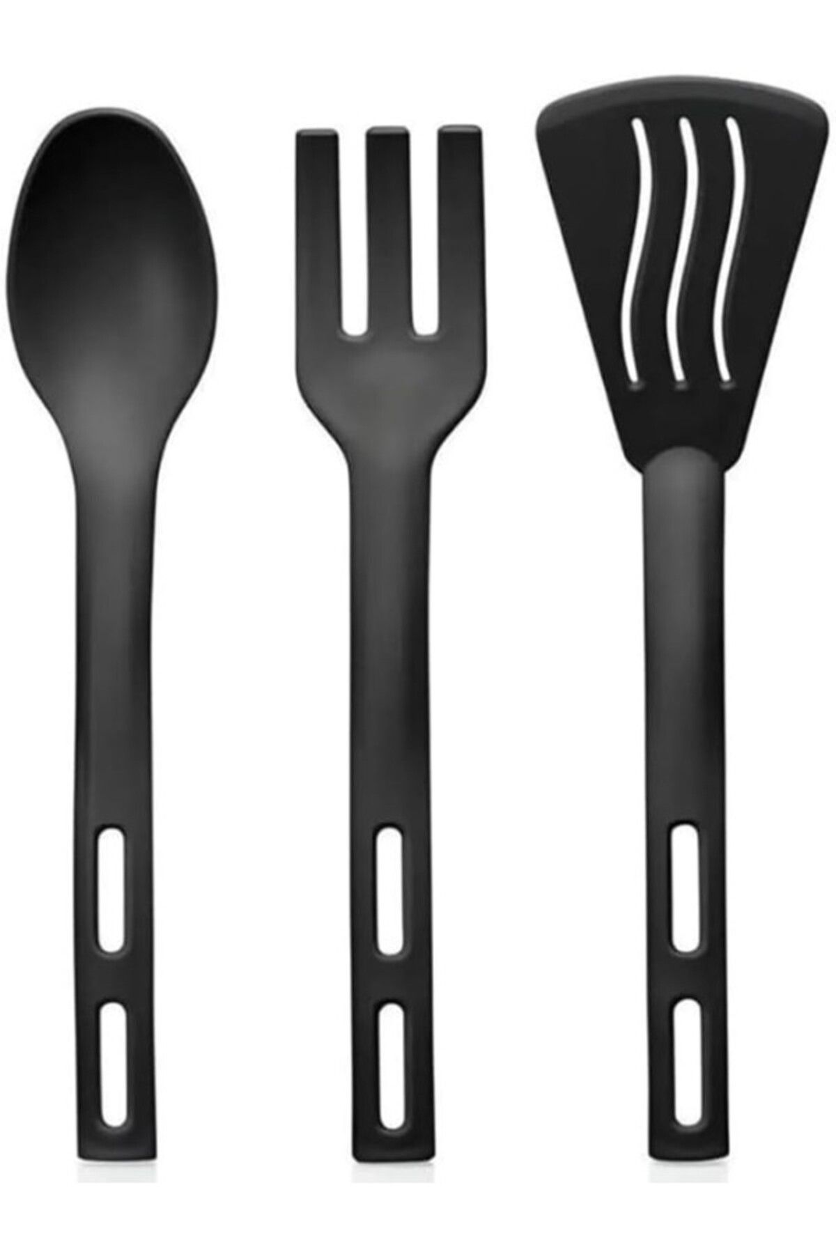 ShopZum Selenica 3&Apos;Lü Mini Plastik Mutfak Servis Seti, 24 Cm, Antrasit Gri, Bulaşık Makinesinde Yıkana