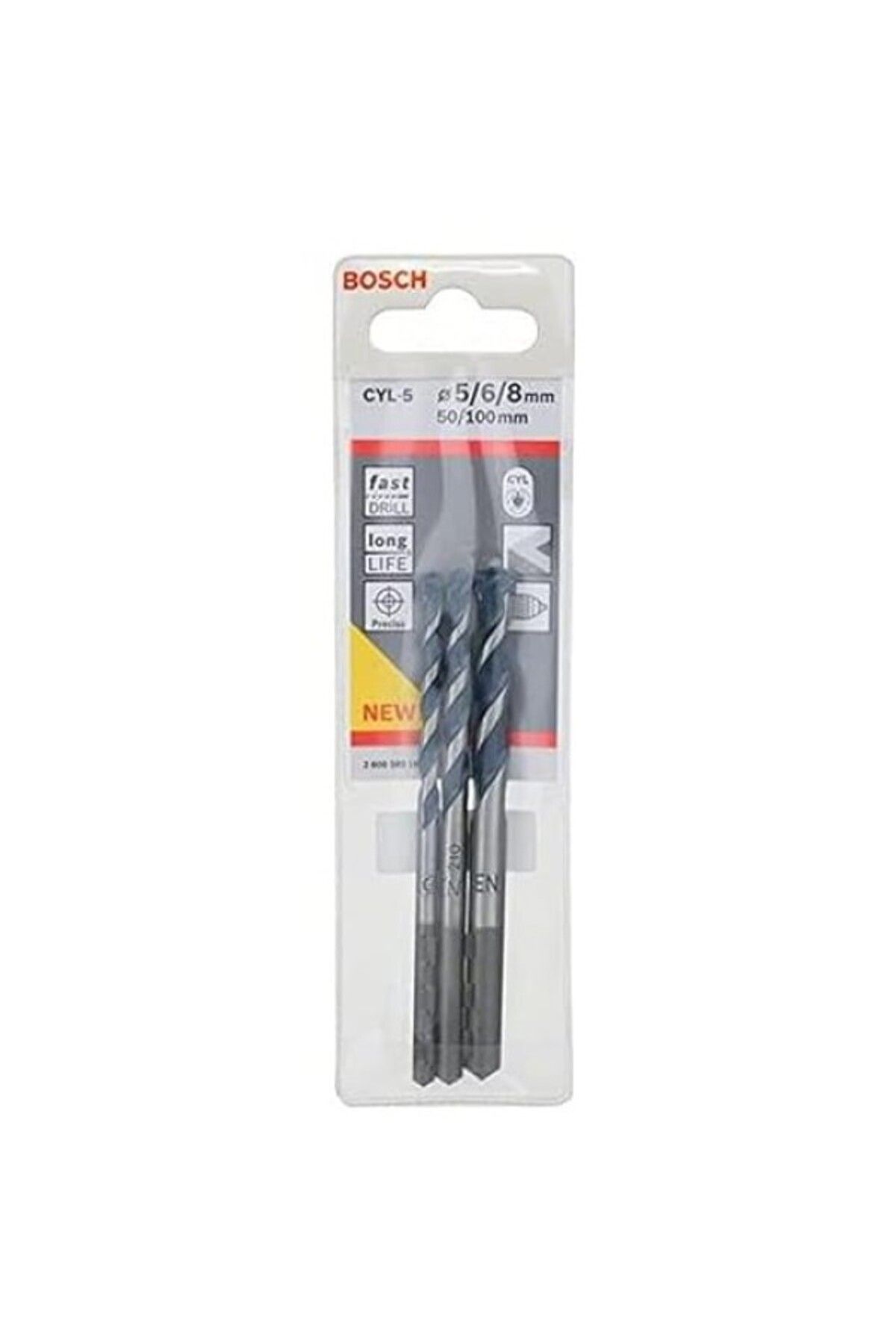 ShopZum Professional Accessories Cyl/5 Serisi, Blue Granite Turbo Beton Matkap Ucu, 3&apos;lü 5/6/8 Mm, Gri