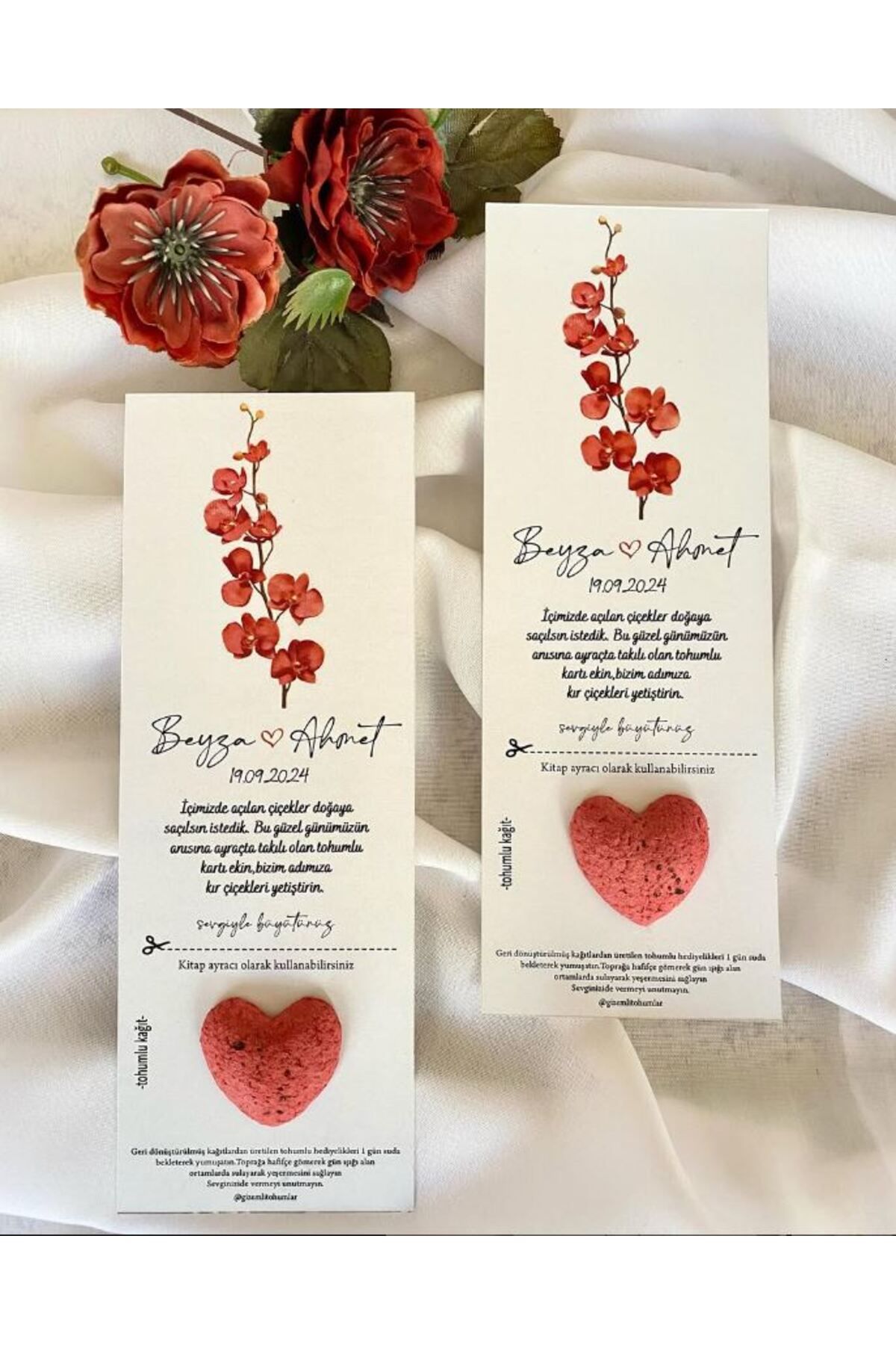 gizemlitohumlar Tohumlu kart 50 adet Doğum günü Nikah Düğün Kına Söz hatırası