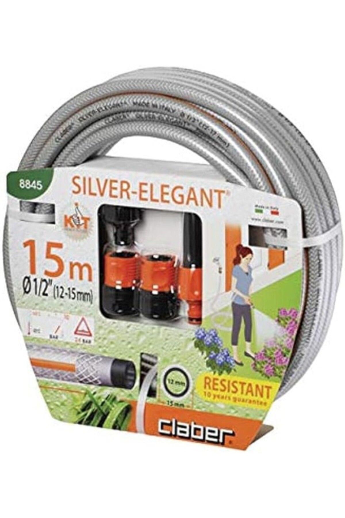 ShopZum Claber 8845 Sılver Elagant Kit Hortum Ve Sulama Seti, 15 Metre