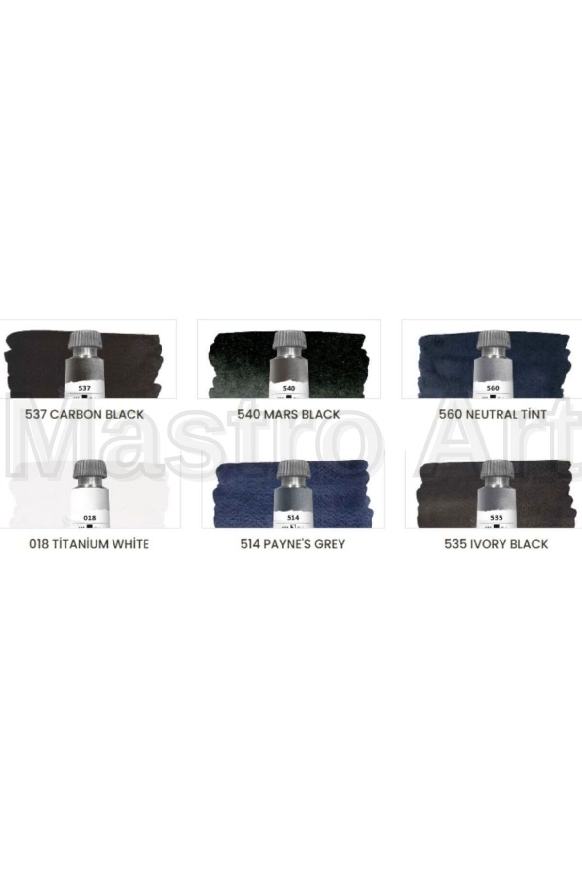 Maimeri Blu Pro Tüp Sulu Boya 12 ml Monochrome Set Siyah ve Beyaz Tonlar 6'lı Set