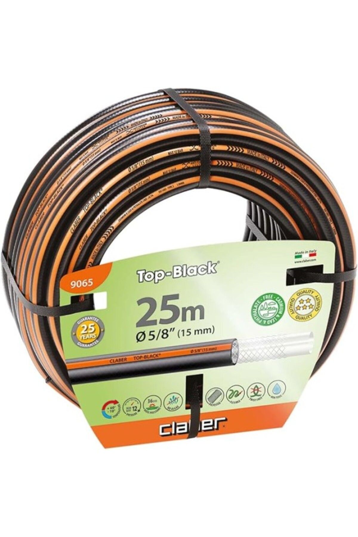 ShopZum Claber 9065 Top Black Sulama Hortumu, 25 M, 5/8”