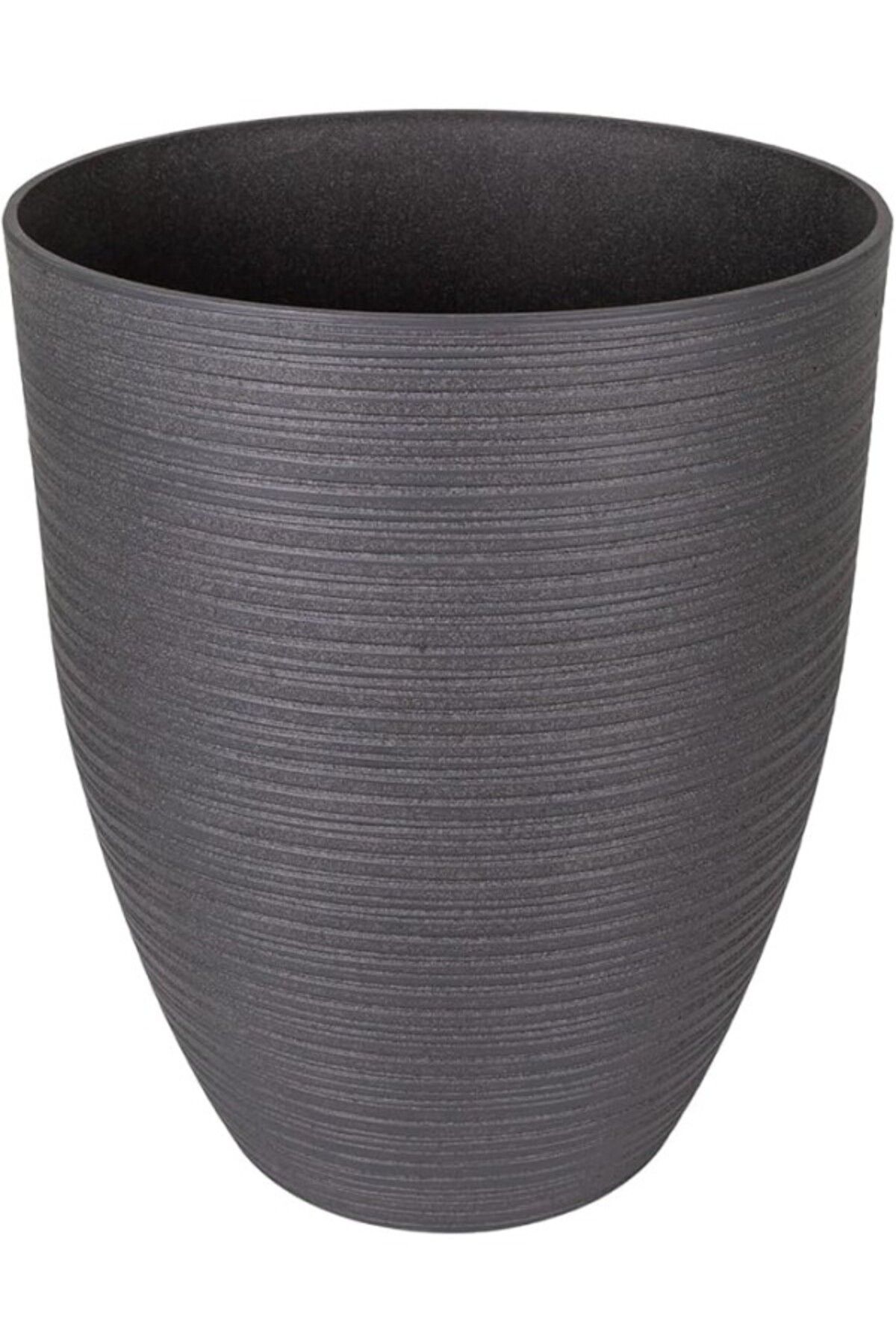 ShopZum Herdekora Oval İç Ve Dış Mekan Saksı Antrasit Gri Orta Boy 35X35X42,5 Cm.
