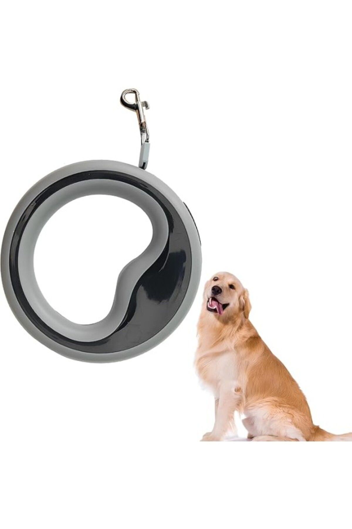 ShopZum Kanji Otomatik Köpek Gezdirme Tasması – Gri | 2.5 Metre Geri Çekilebilir Plastik Tasma – Ergonomik