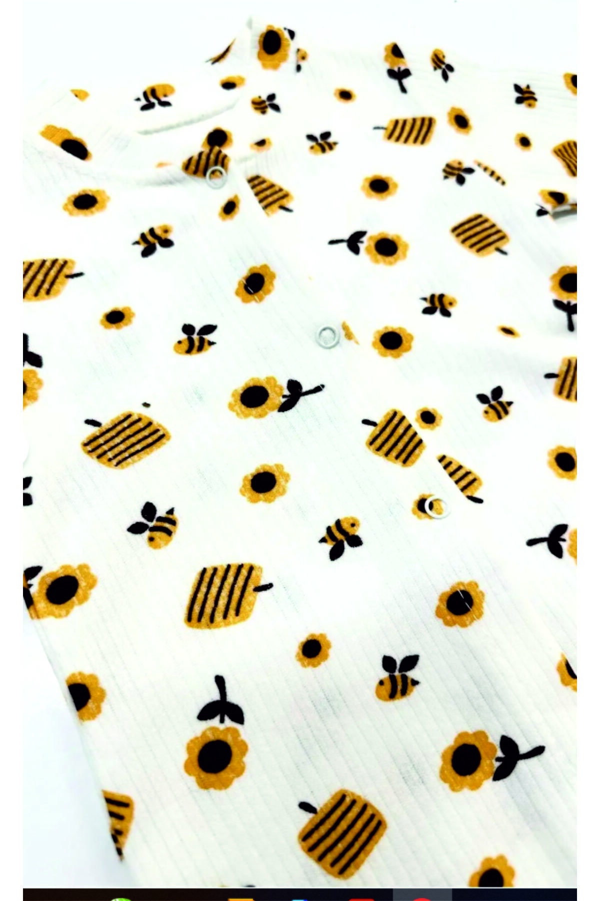 Nayinom ARI VE BAL BASKILI UNİSEX BEBEK TULUM fotoğrafı 2 (önizleme)