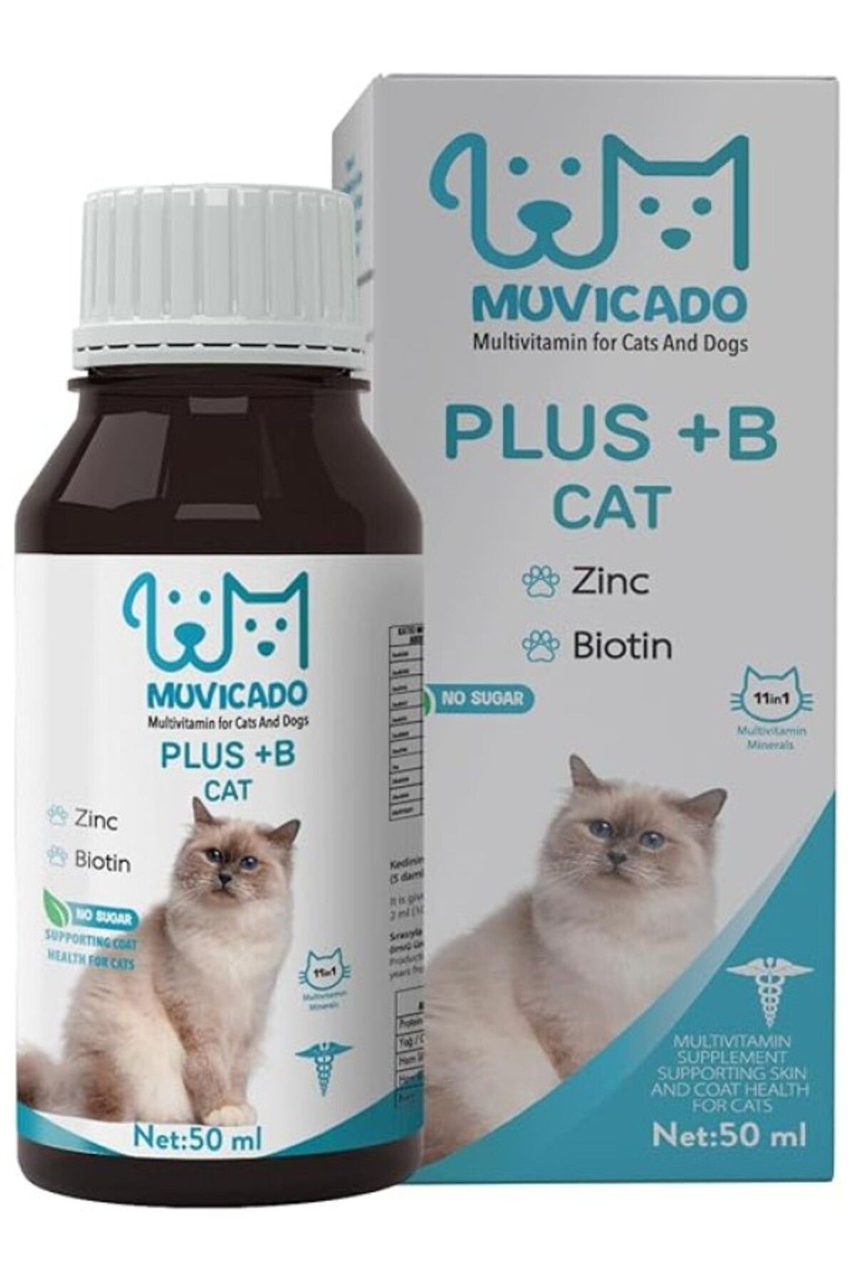 ShopZum Muvicado Tüy Sağlığı Damlası Plus +B Kediler İçin Tüy Ve Tırnak Sağlığını Destekleyen