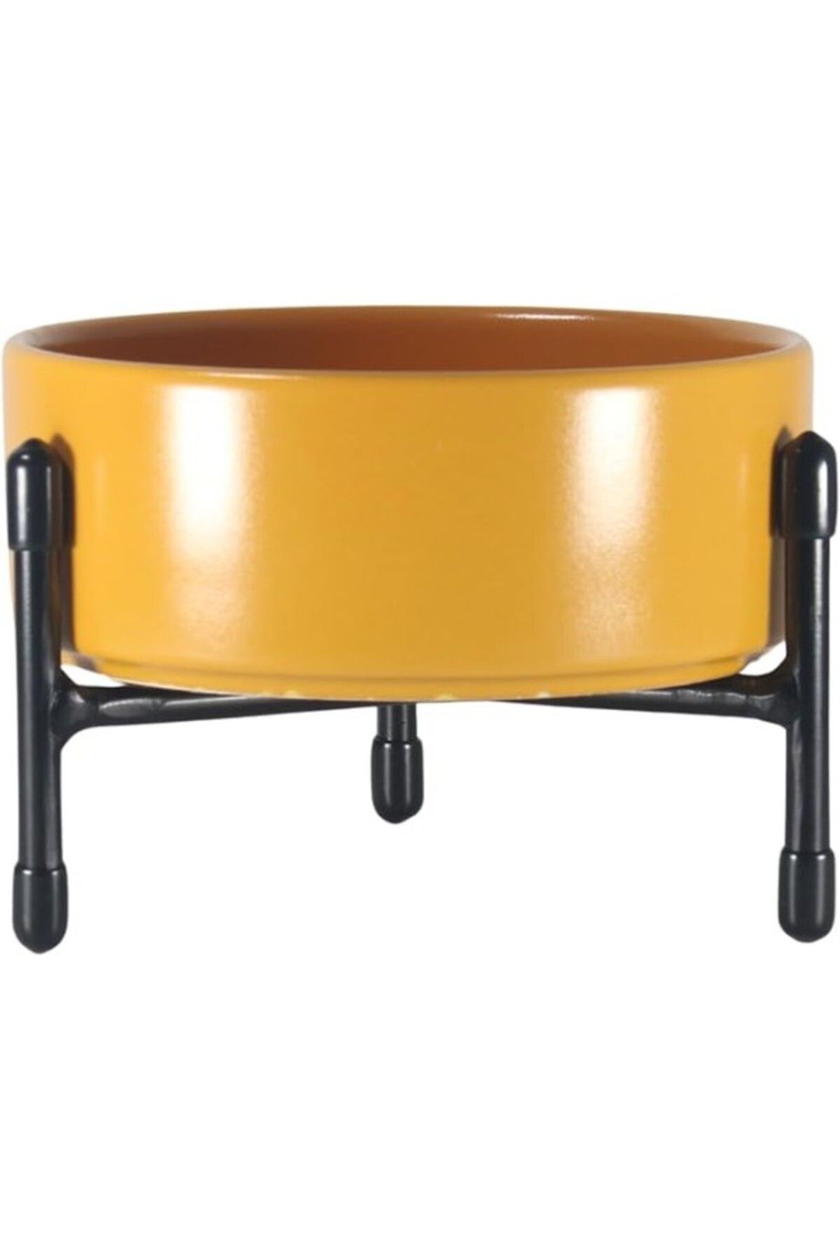 ShopZum Evcil Hayvanlar Için Seramik Mama-su Kabı Yüksekliği Ayarlanabilir Metal 3 Ayaklı Standı Ile (SARI)
