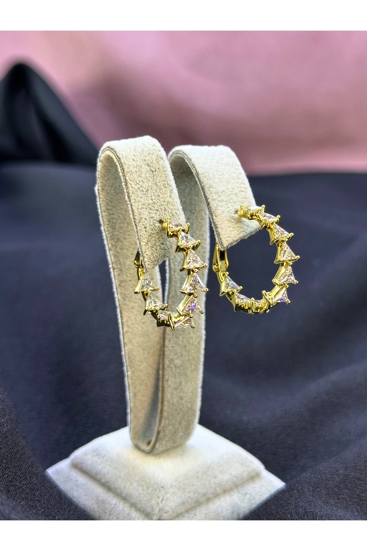 AYZENA Xuping Kuyumcu İşçilik Bulgari Model Zirkon Taş Detaylı Halka Küpe