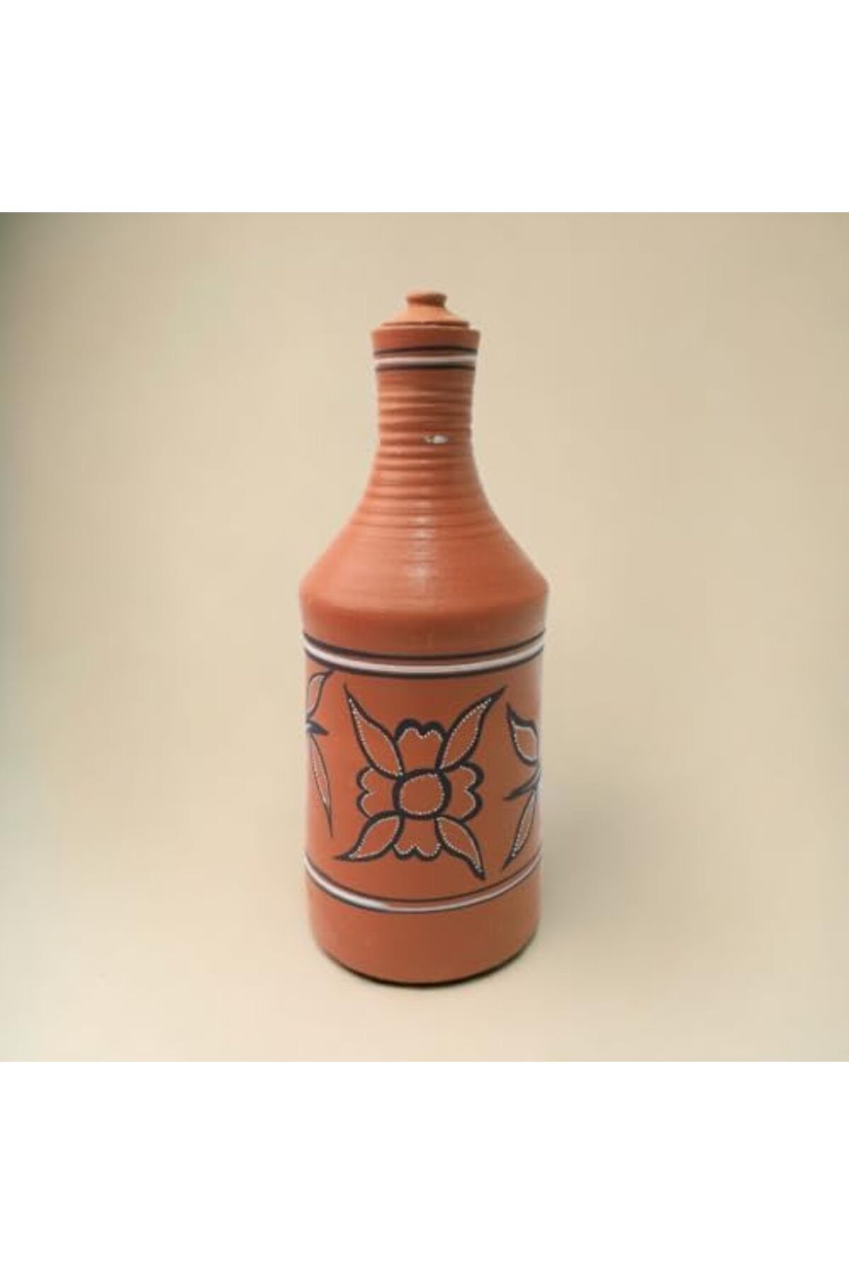 Generic-ARK DhaaroVibes 1L Village Harmony Clay Bottle – Handcrafted Terracotta Water Bottle, Eco-Friendly 1