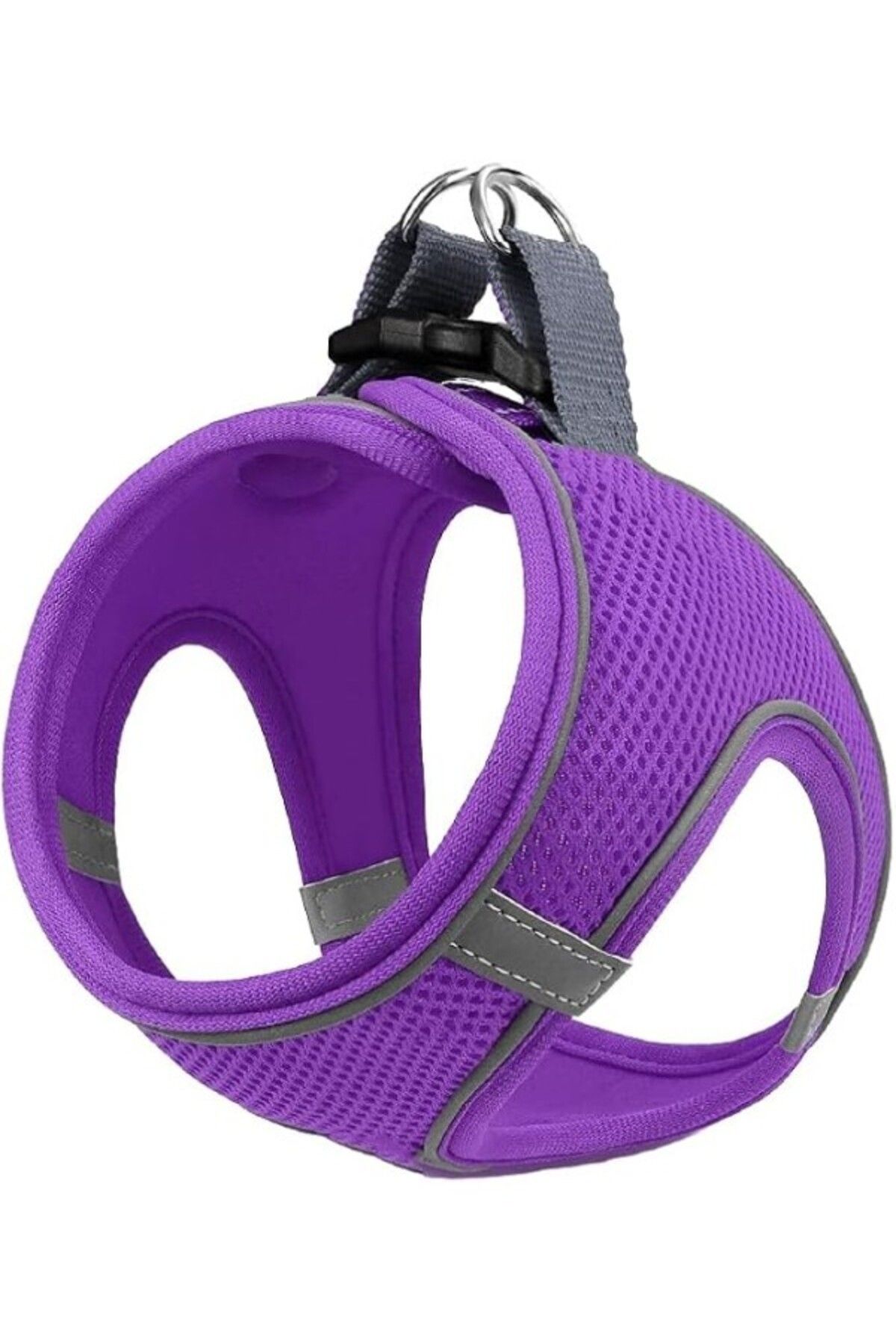 ShopZum Mita Air Mesh Kedi Köpek Göğüs Tasması Çift Reflektörlü, Terletmeyen Tasma (MOR, L)