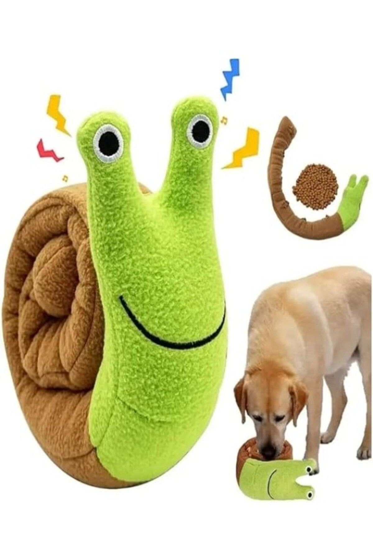 ShopZum Tineke Salyangoz Peluş Köpek Sesli Oyuncağı Ödül Mama Saklama Ve Çiğneme Oyuncağı 1 Adet