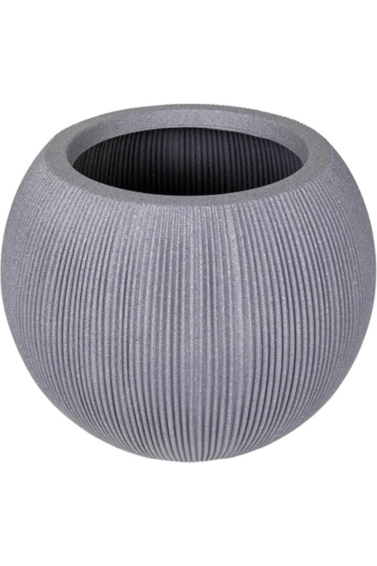 ShopZum Herdekora Oval İç Ve Dış Mekan Saksı Gri Orta Boy 37X37X30 Cm.