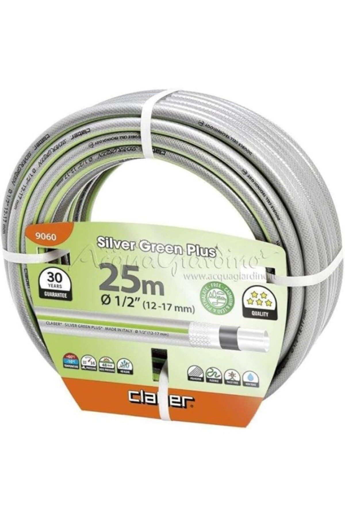 ShopZum Claber 9060 Silver Green Plus Hortum 1/2İnç, 25 Metre