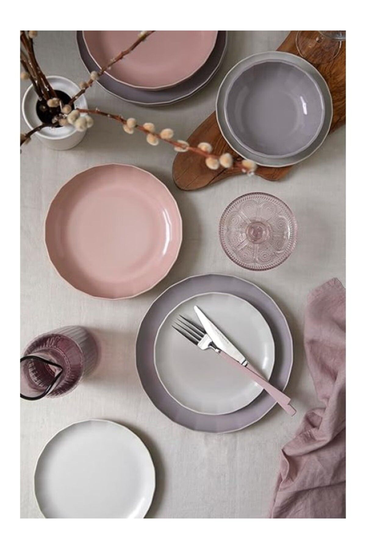 ShopZum Porselen Bevel 16 Parça 4 Kişilik Yemek Takımı