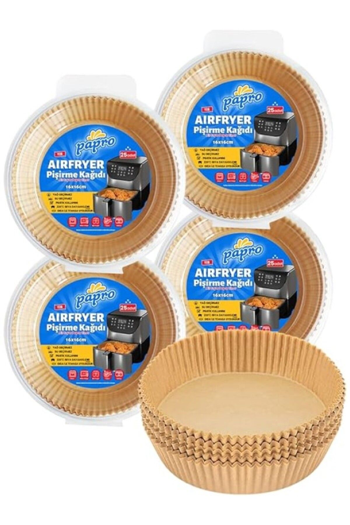 ShopZum Papro Airfryer Pişirme Kağıdı,fritöz Yağlı Kağıdı 25&amp;apos;li X4 Adet Avantajlı Paket - Toplam 1
