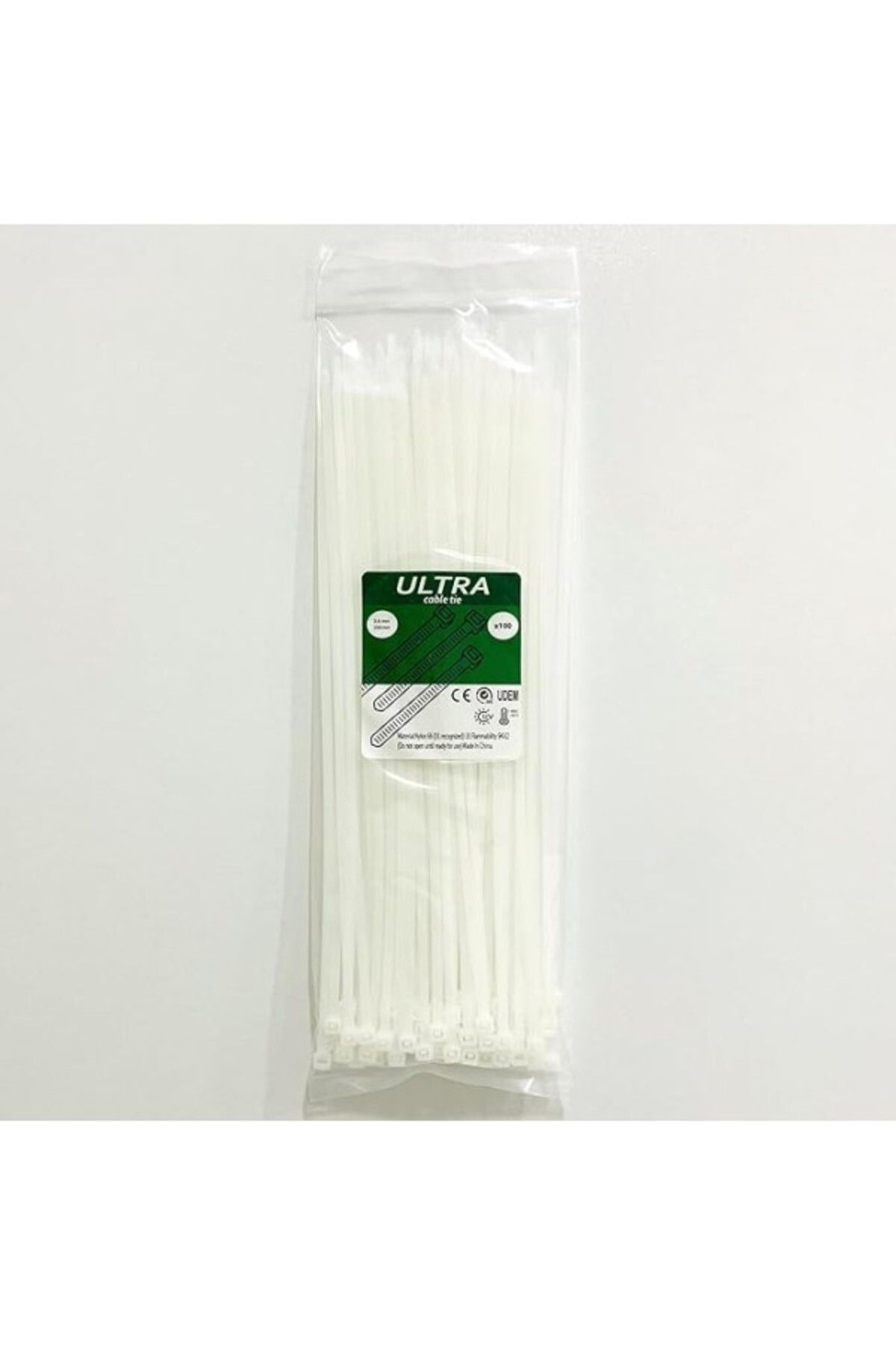 ShopZum Ultra 3.6 X 250 Mm Kablo Bağı & Plastik Cırt Kelepçe Paket (Beyaz)(100Adet)(1.Kalite)