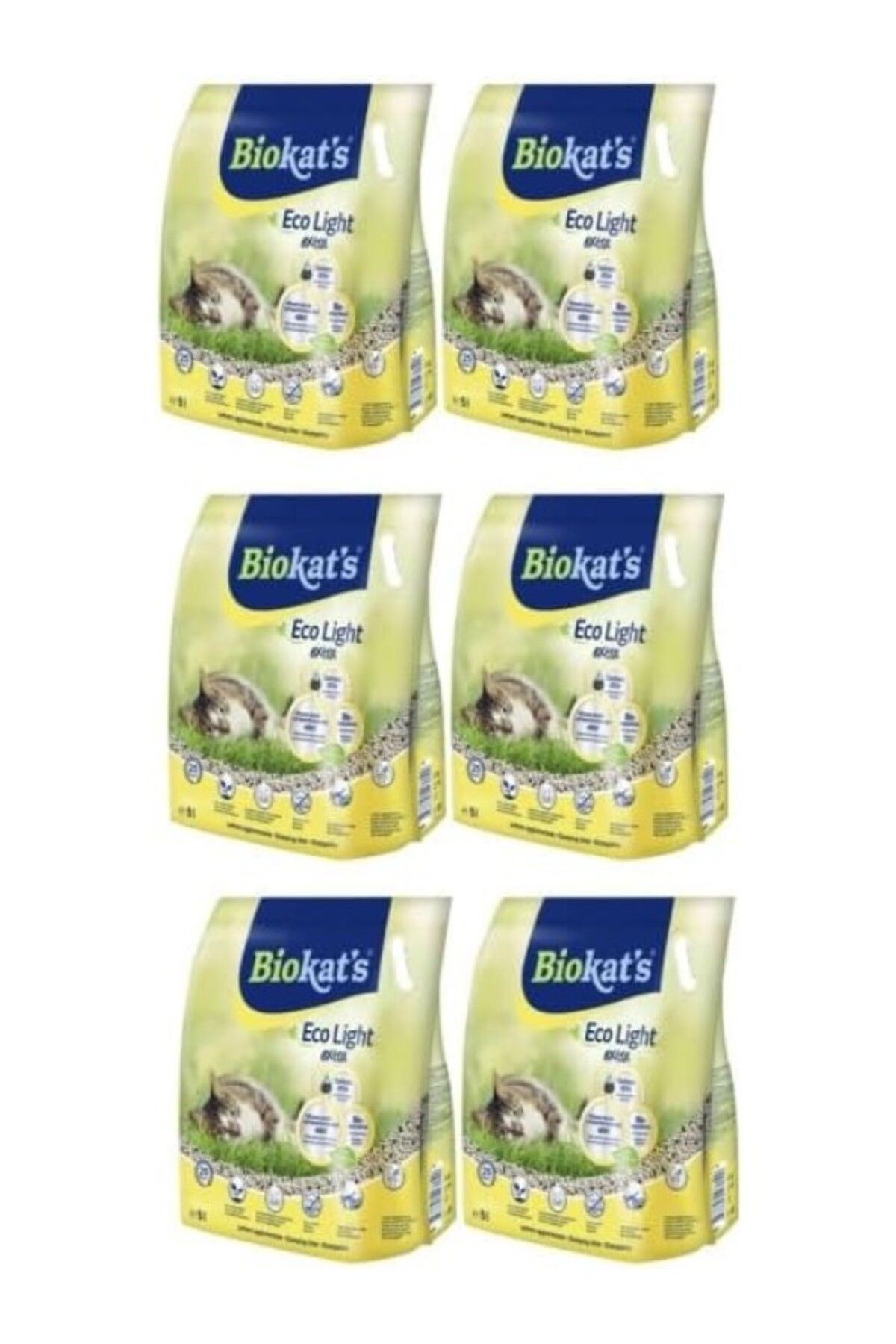 ShopZum Biokat&apos;s Pelet Kedi Kumu Eco Light Extra 5lt - Aktif Karbonlu (6 ADET)