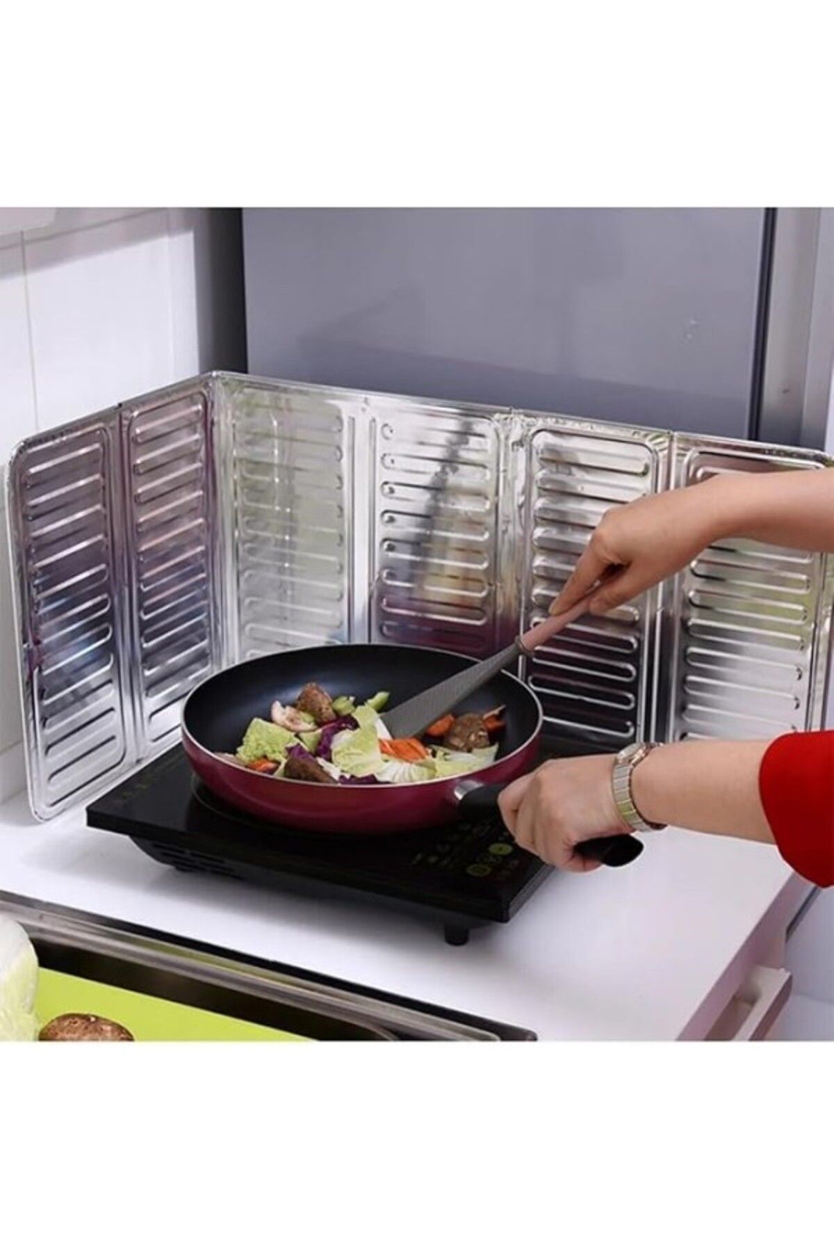 ShopZum Tineke 2 Li Pratik Ocak Kenarı Yağ Koruyucu Alüminyum Levha 32,5 * 84 Cm Sıçrama Koruyucu Levha