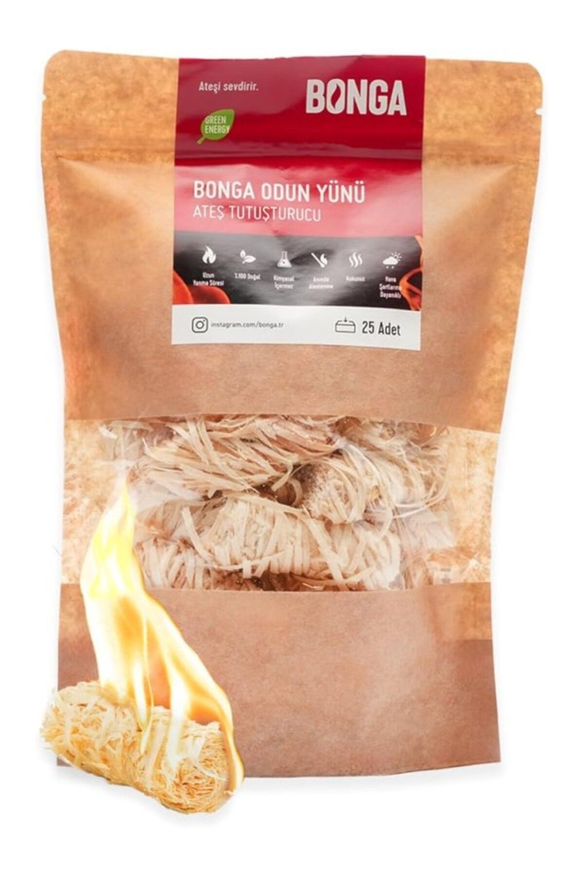 ShopZum Bonga Soba, Şömine, Mangal Tutuşturucu 25 Adet 350 Gr - Jel Ve Çıra Alternatifi Doğal Odun Yünü