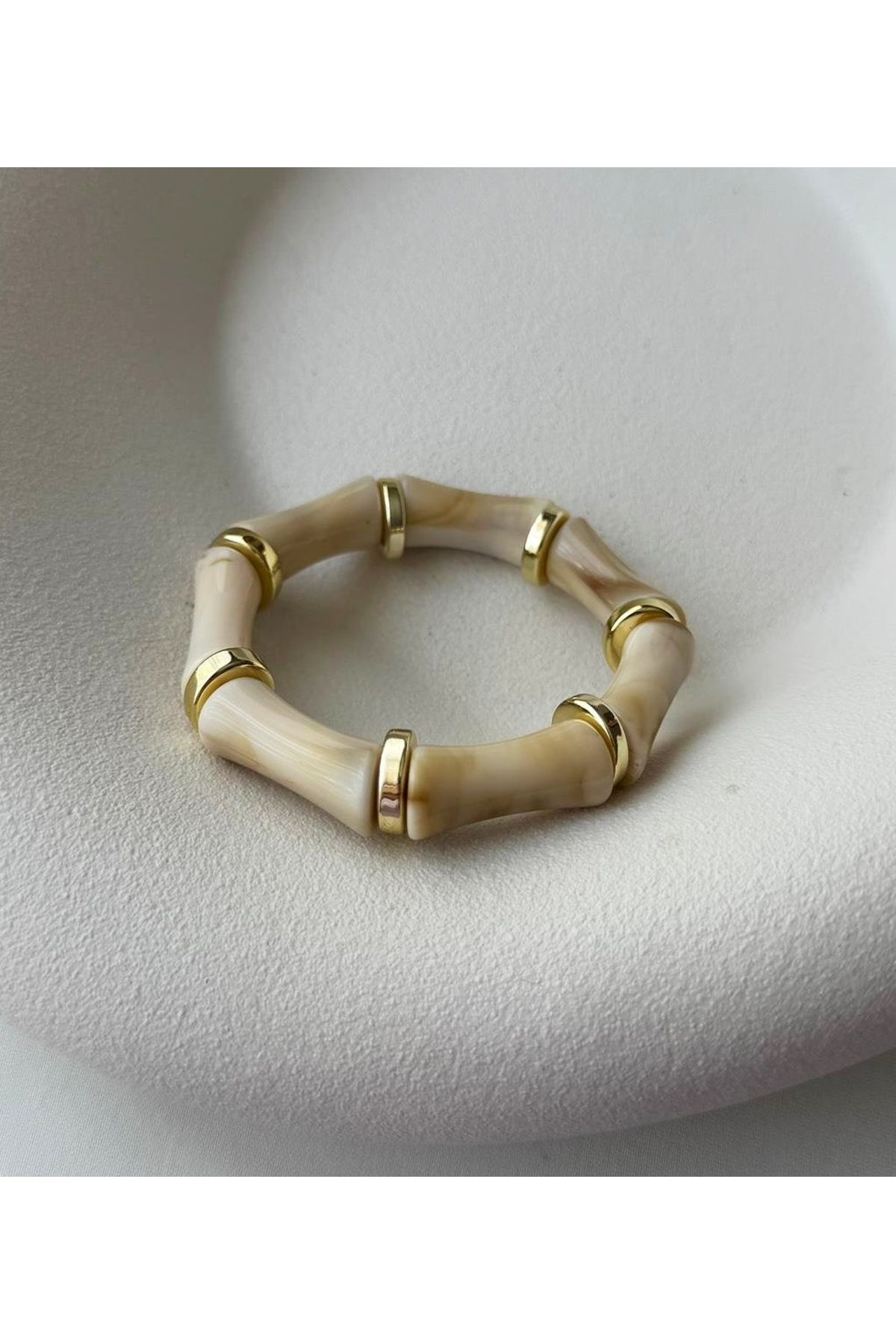 mos&more Krem Gold Lastikli Bileklik