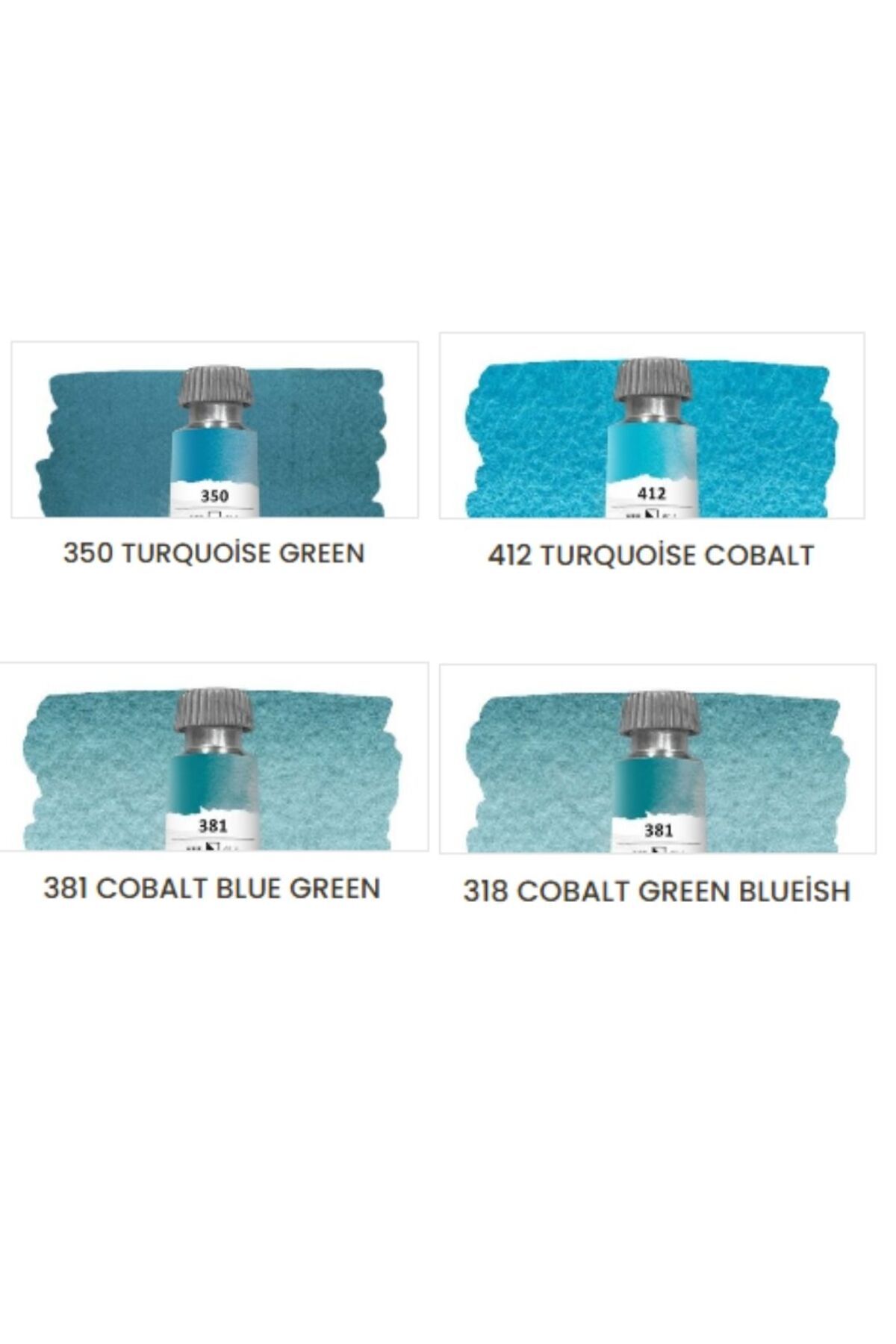 Maimeri Blu Pro Tüp Sulu Boya,Watercolor 12 ml,15'Li Turquoise Tones Set