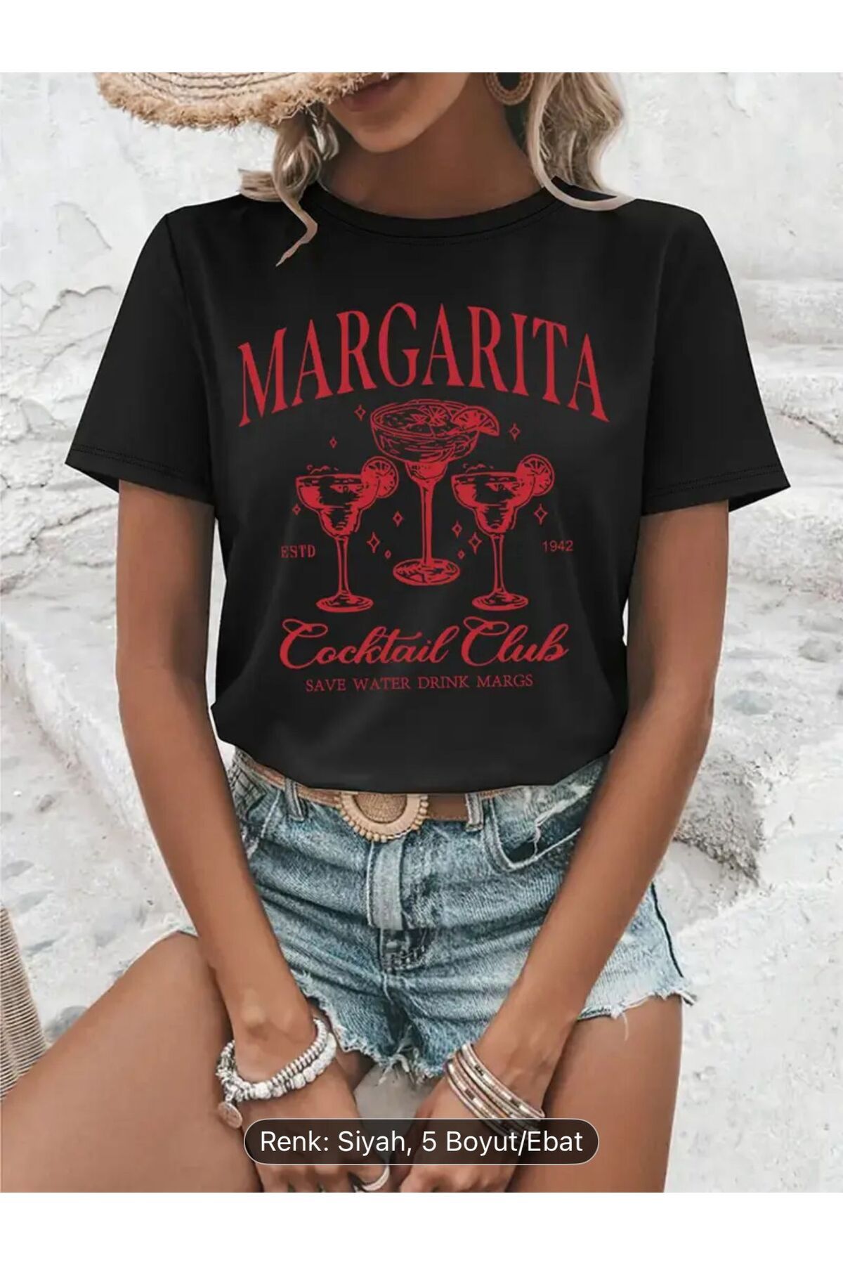 ELZE MODA A KALİTE PREMİUM MARGARITA BASKILI KADIN OVERSİZE TSHİRT