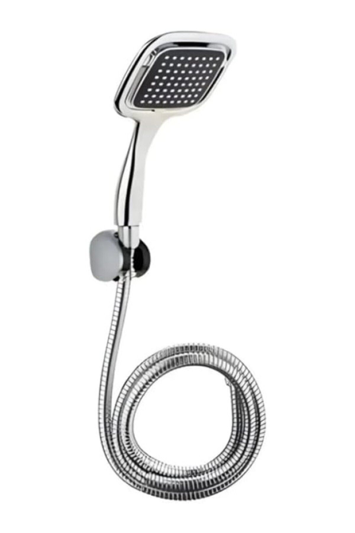 ShopZum El Duşu Banyo Seti, Kireçlenmeye Dayanıklı Kare Başlık, 170 Cm Çift Kenetli Spiral Hortum, Mafsallı