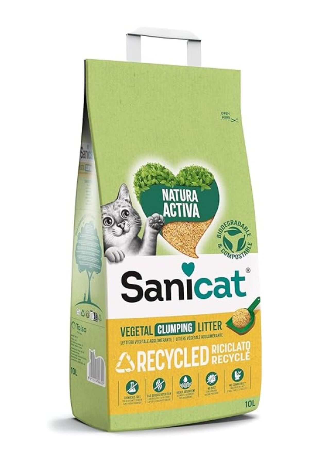 ShopZum Sanicat Natura Activa Çam Peleti Bitkisel Topaklanan Kedi Kumu 10l