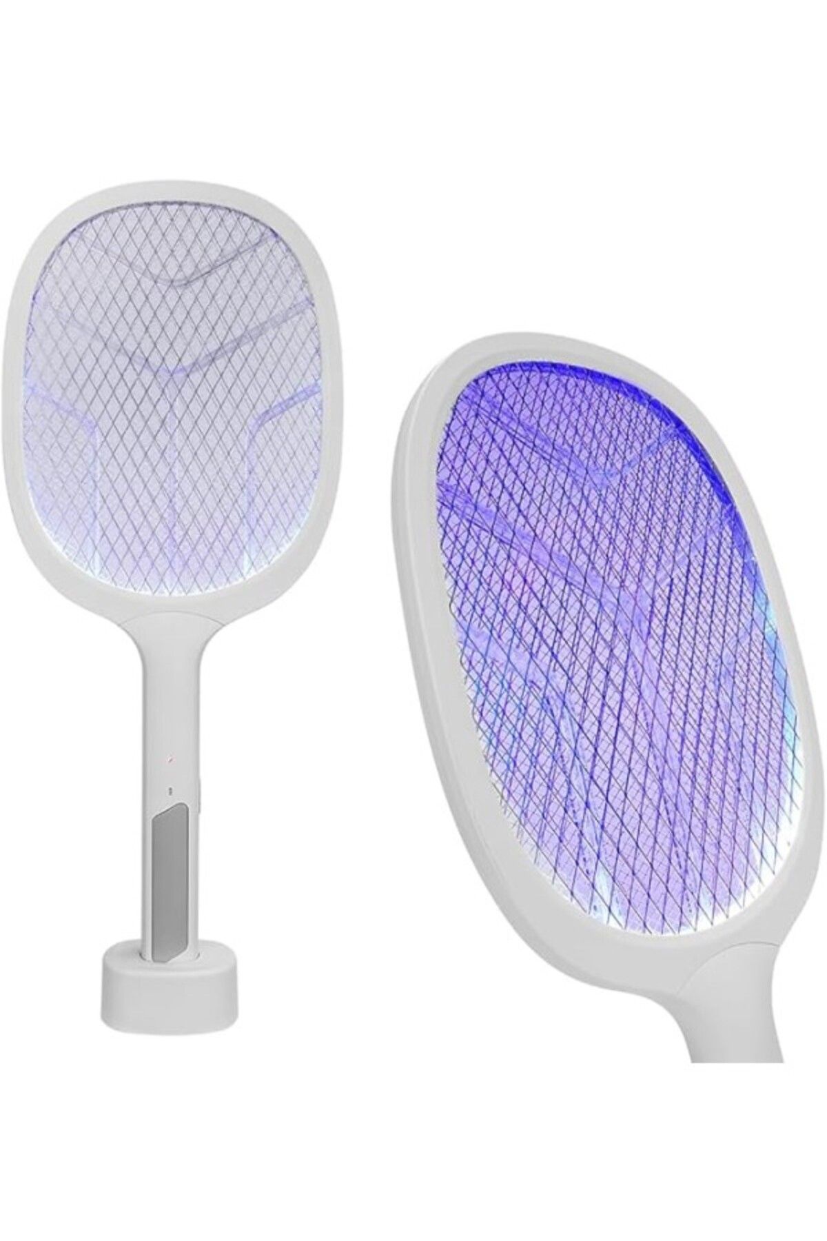ShopZum Güncelçarşı Type-C Şarjlı Uv Işıklı Sinek Raketi 1200Mah 3000V Çıkış Dik Durabilen Uv Mor Işıklı