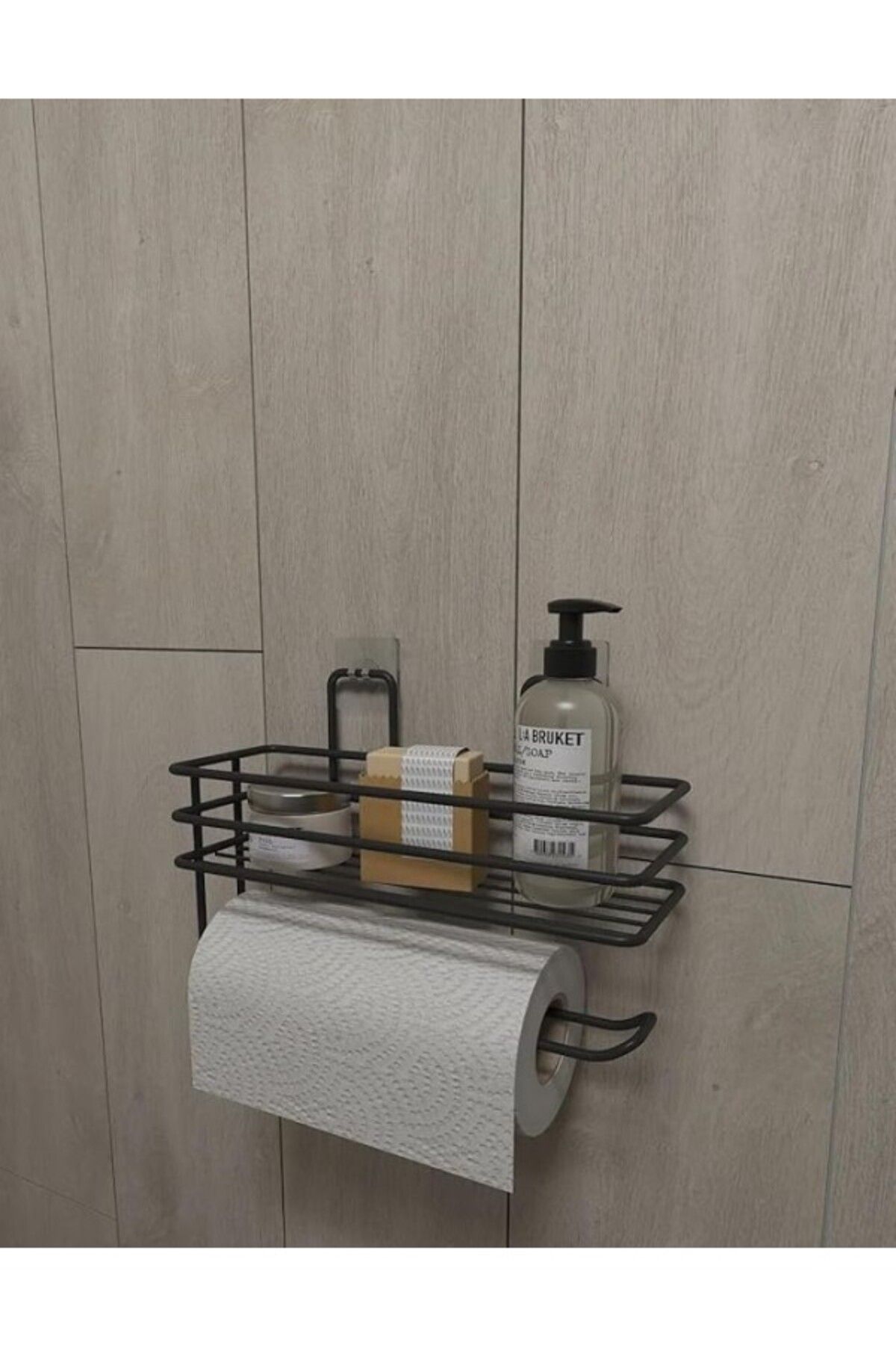ShopZum Alper Banyo Yapışkanlı Raflı Kağıt Rulo Havluluk Peçetelik Havlu Kağıltlık Siyah Banyo Mutfak