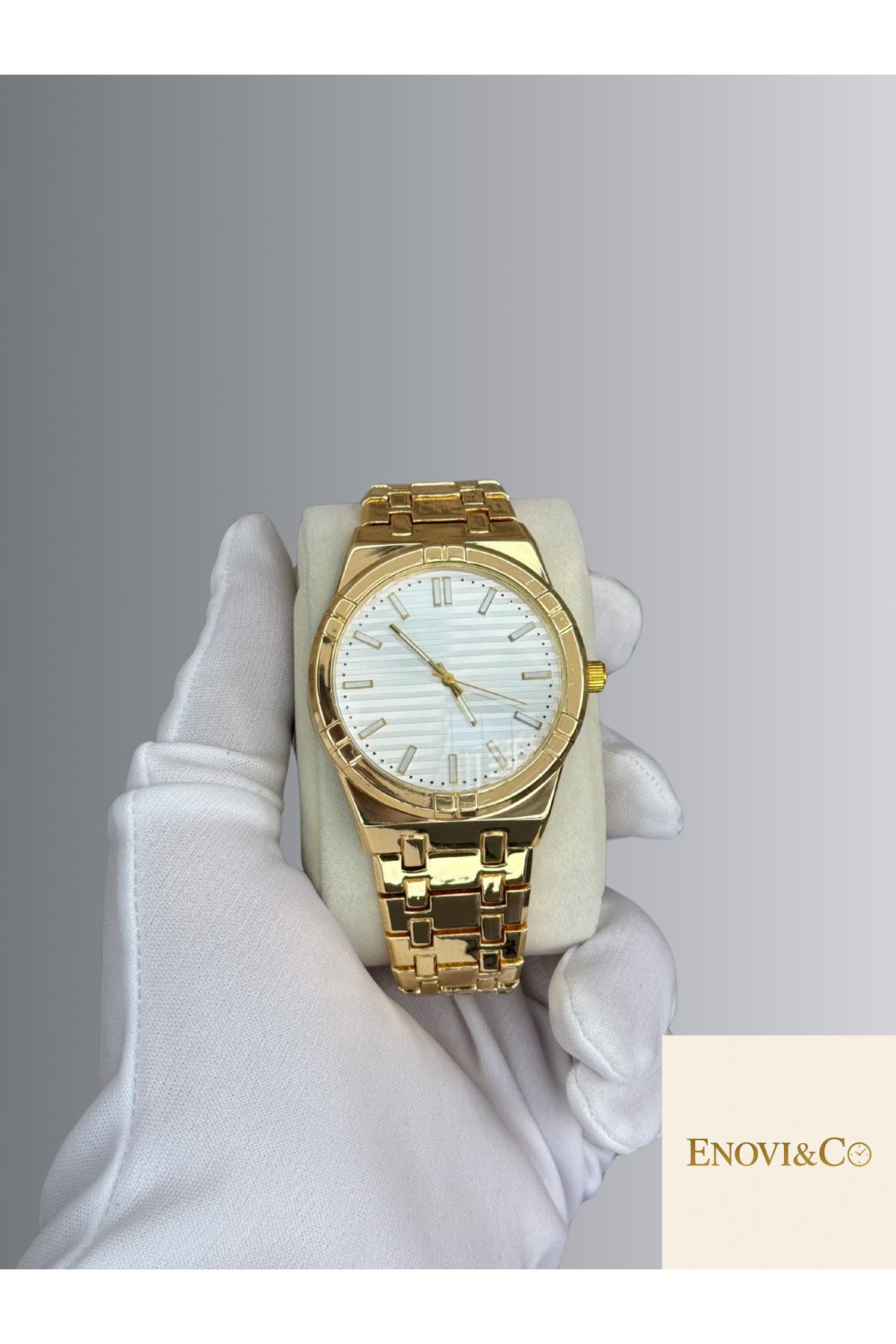 Marka Enovı&Co Yeni Sezon Gold Kordon Erkek Kol Saati Kutulu