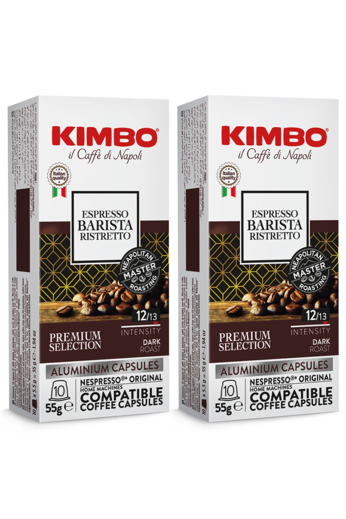 Kimbo Espresso Barista Ristretto Nespresso Uyumlu Kapsül Kahve (Alüminyum) (10’lu Kutuda) (2'li Set)