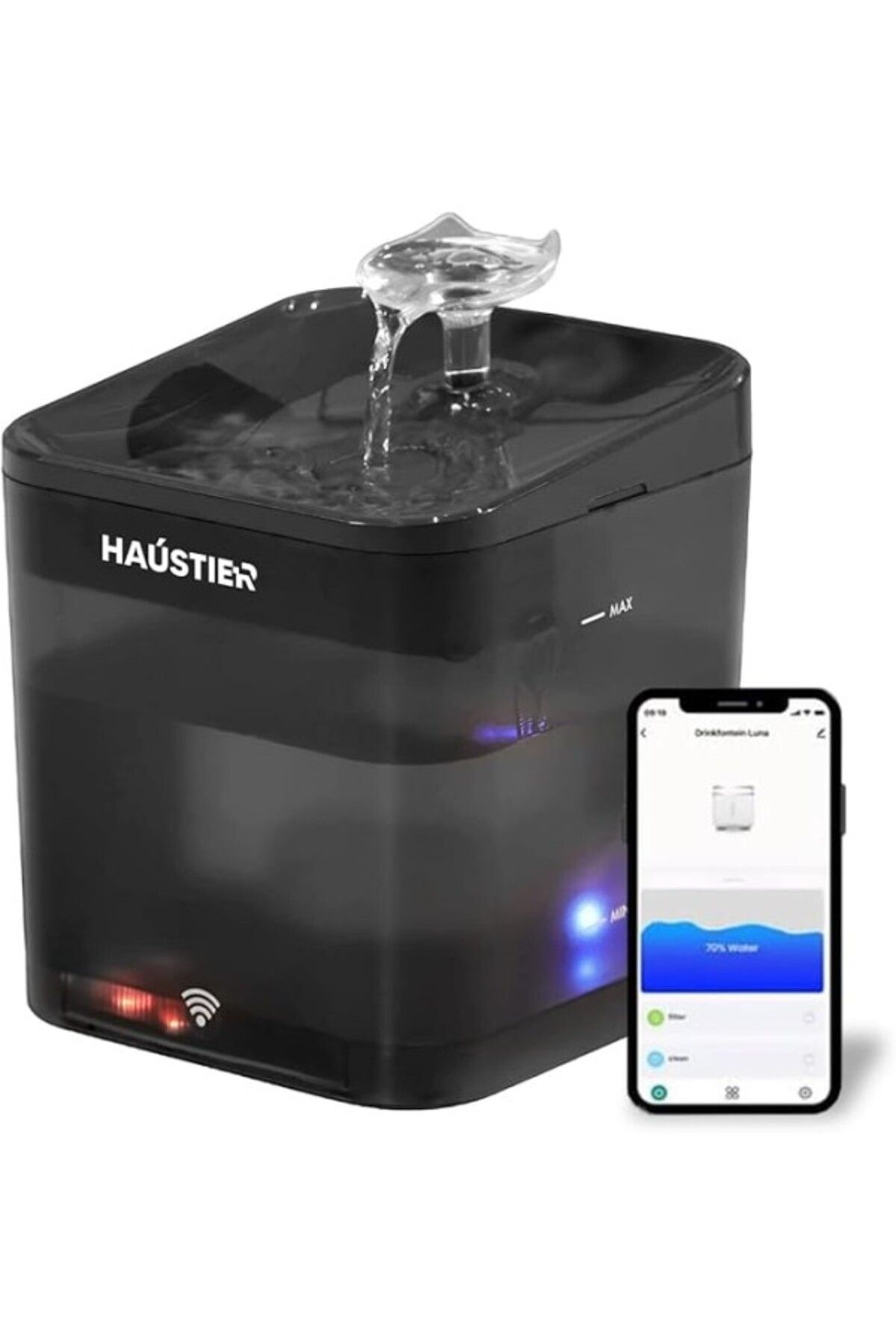 ShopZum Haustier Wf004 Akıllı Köpek Su Sebili Su Şelalesi Su Pınarı, Uv Su Filtrelemeli - Smart Wifi -