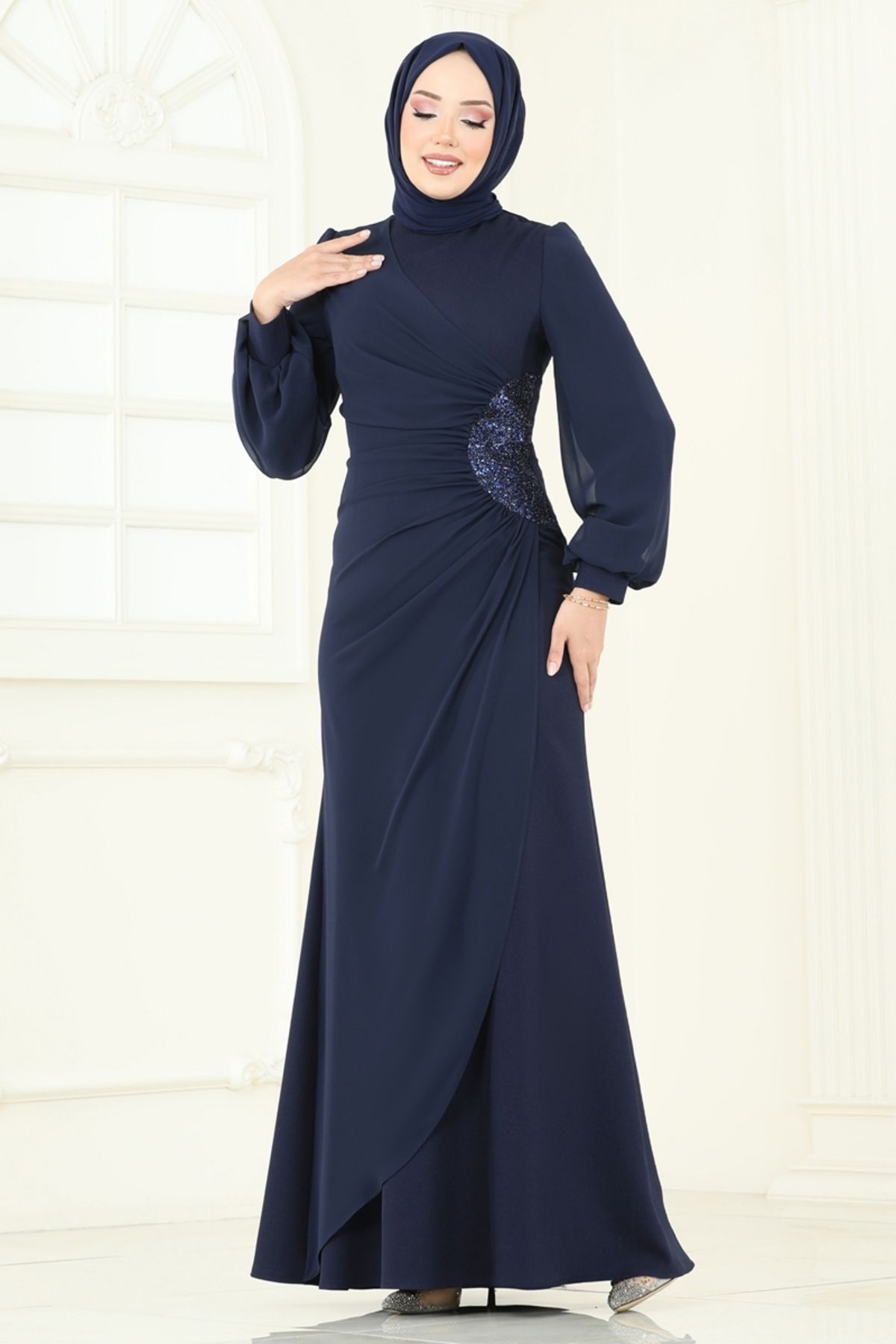 Modaselvim Pul Payetli Abiye Elbise 2770ASMK1074 Laci