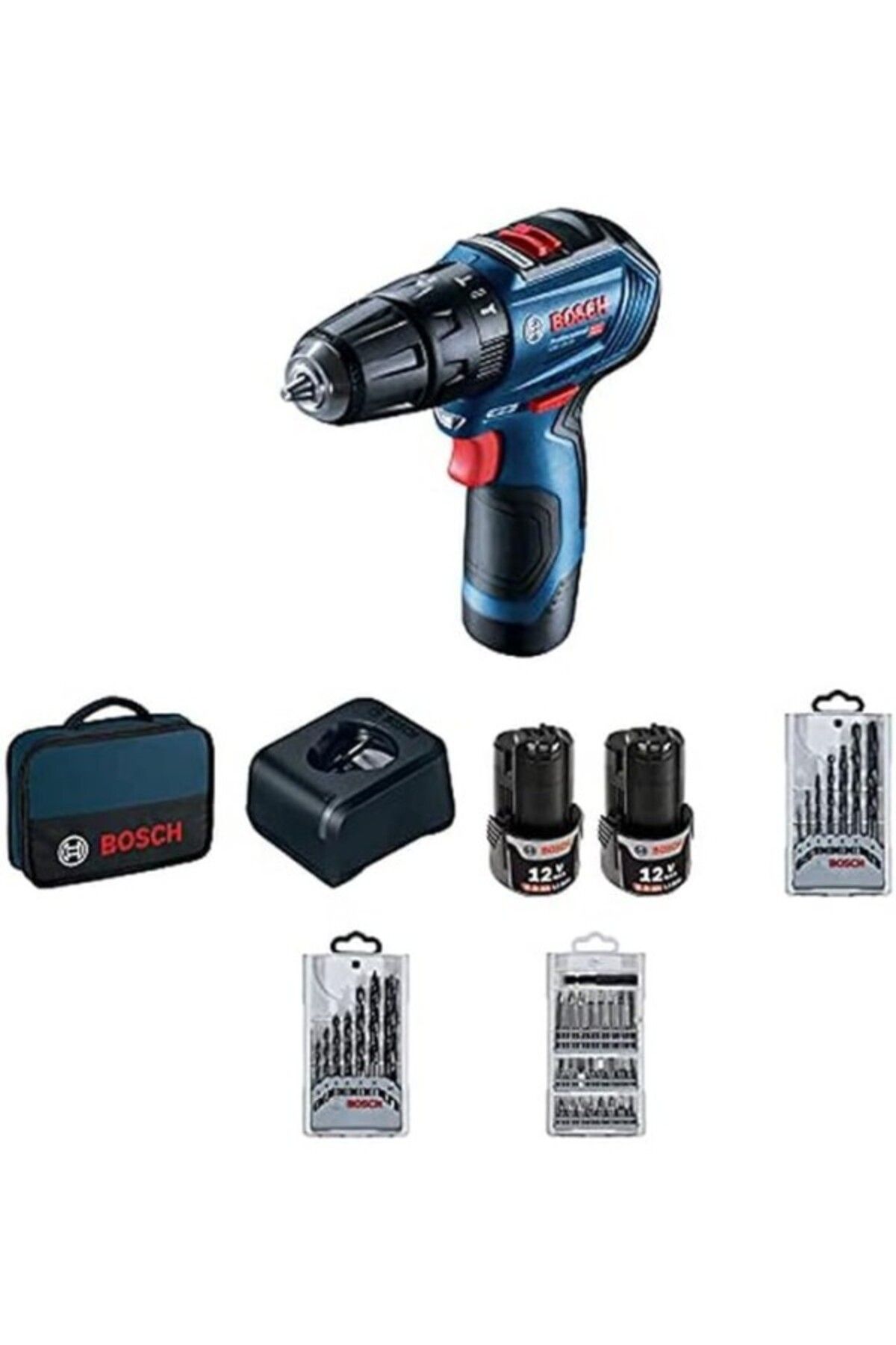 ShopZum Bosch Professional Gsb 12v-30 Akülü Darbeli Delme Vidalama Makinesi 39 Parça Vidalama Seti (12