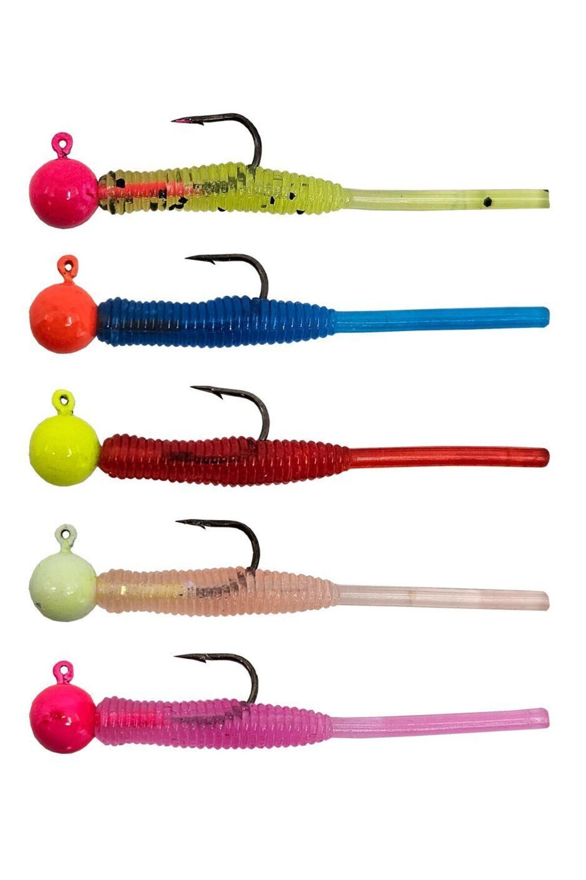 Kendo Hook Worm Jighead+Lrf Silikonu 1.5gr+4.5cm 5 Adet-Head Pink+Pink