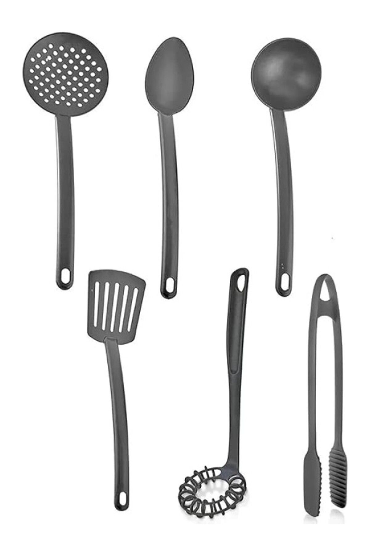 ShopZum Lirazon 6&amp;apos;lı Mutfak Servis Seti, Plastik Kepçe, Kevgir, Kaşık, Spatula, Maşa, Çırpıcı, 6 A