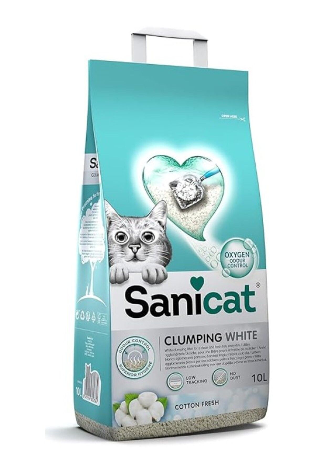ShopZum Sanicat Clumping White Topaklanan Kedi Kumu (KOTON FERAHLIĞI) 10l