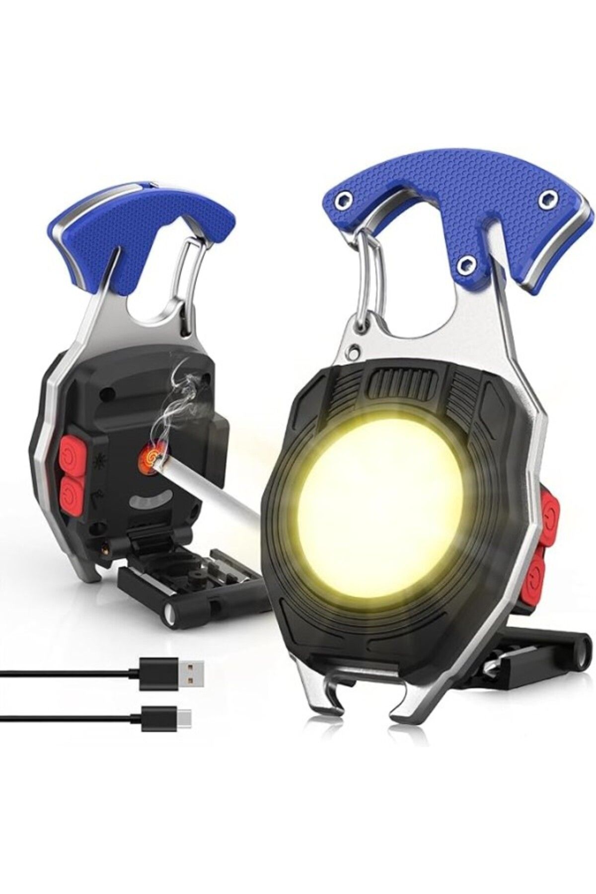 ShopZum Mini El Feneri, Cob Anahtarlık, El Feneri, 7 Modlu, Usb Şarj Edilebilir Çalışma Lambası, 800 Lümen