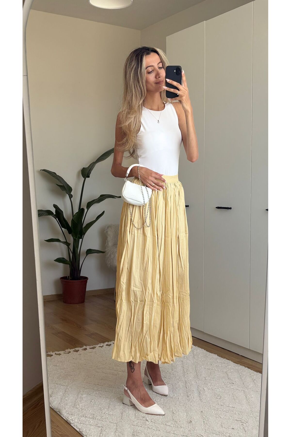 MODA Sarı Kraşlı Etek
