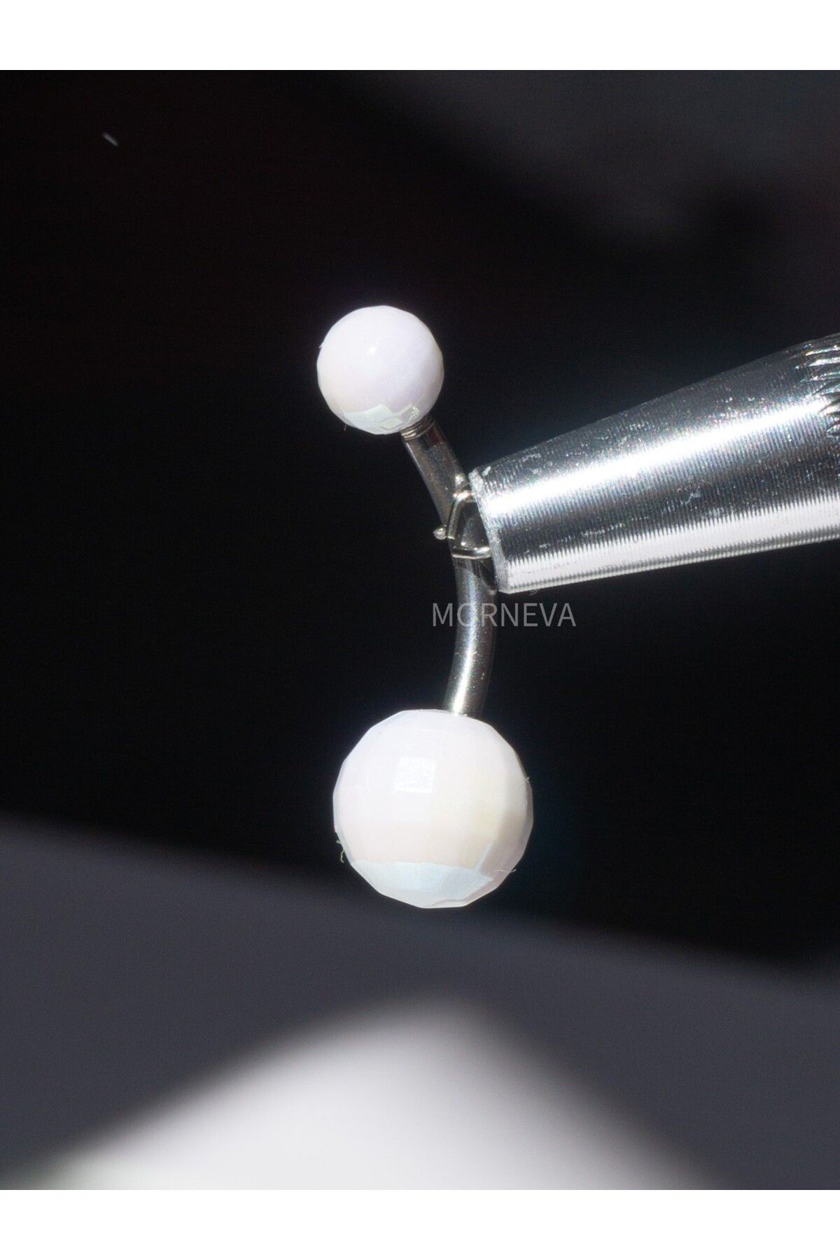 MORNEVA Beyaz Disko Topu Göbek Belly Piercingi