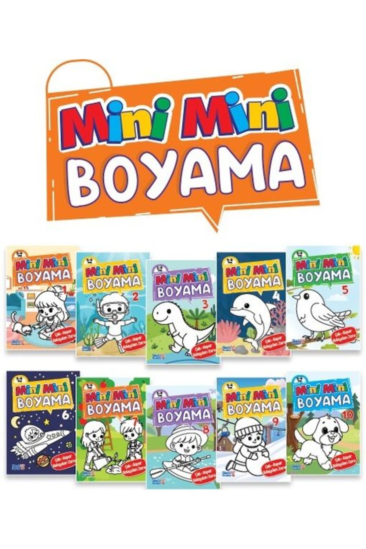 Sihirli Kalem Mini Mini Boyama Kitabı Büyük Boy (10 Çeşit - 50 Kitap)