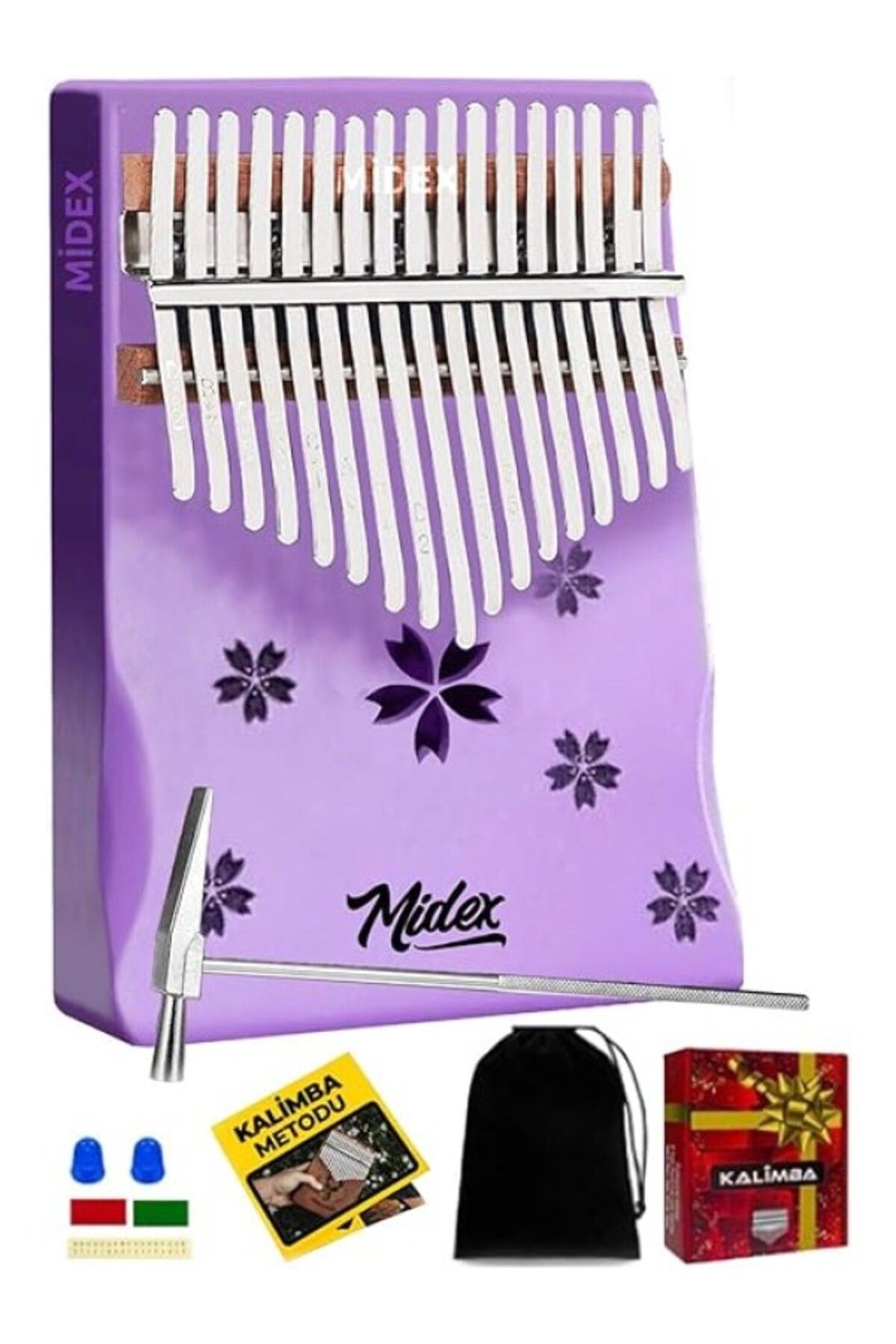 ShopZum Midex Klx-870 Mor Renk Yüksek Kaliteli Ahşap Kalimba 17 Tuşlu Full Set