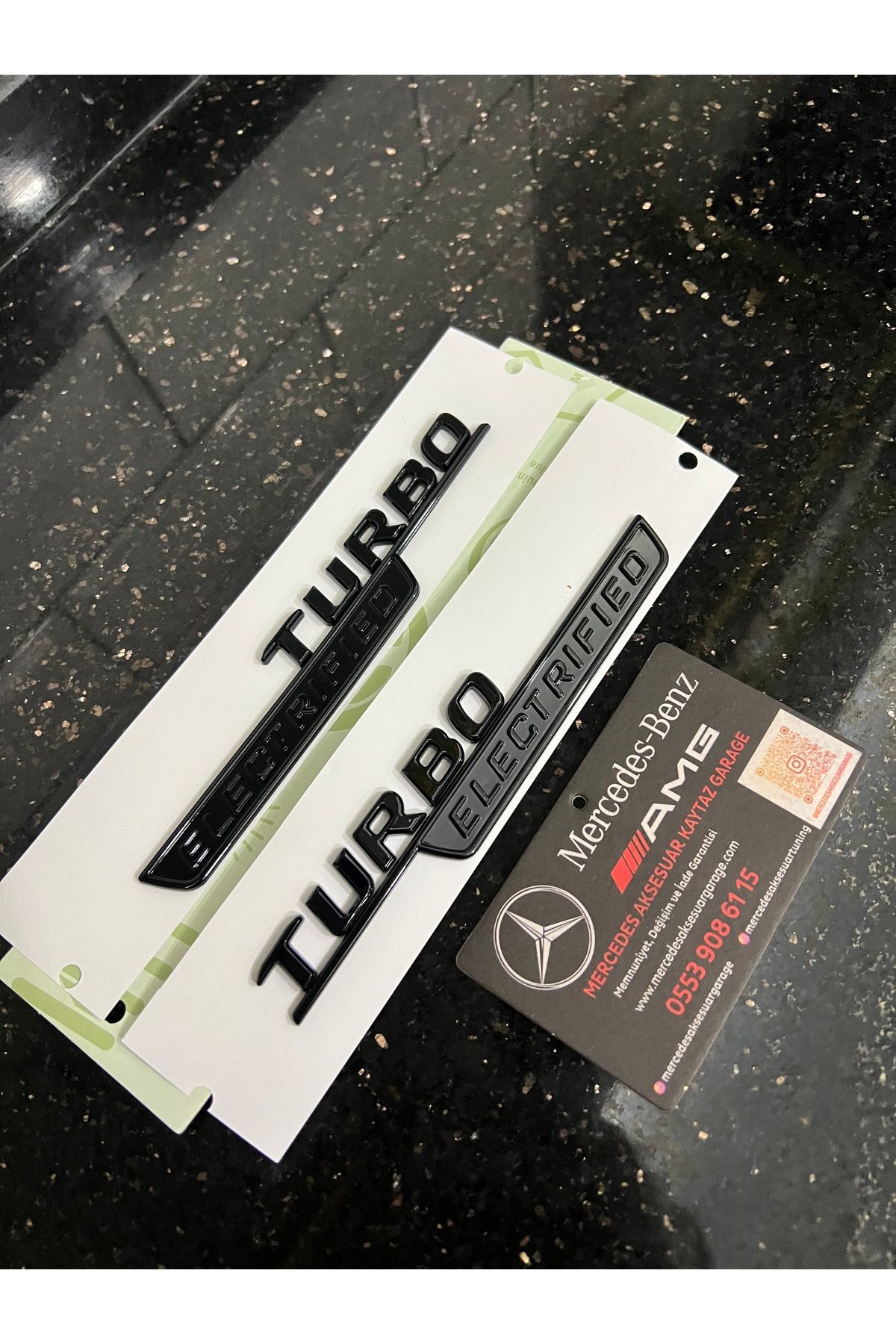 kaytaz MERCEDES TURBO ELECTRIFIED ÇAMURLUK YAZI LOGO ÇİFT PARLAK SİYAH