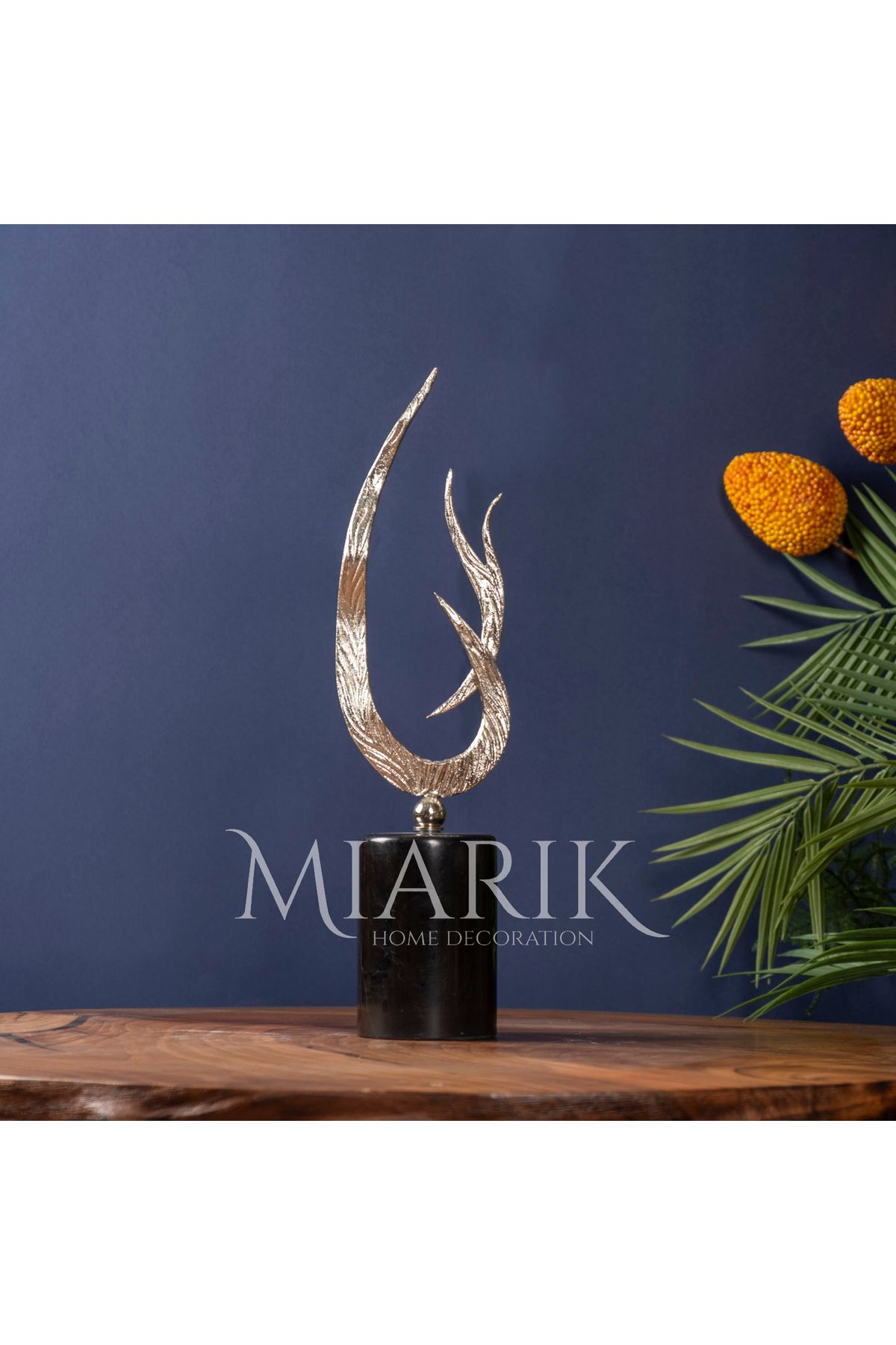 MIARIK DESIGN & DEKORASYON Dekoratif Mermer Kaideli Uzun Ateş Obje