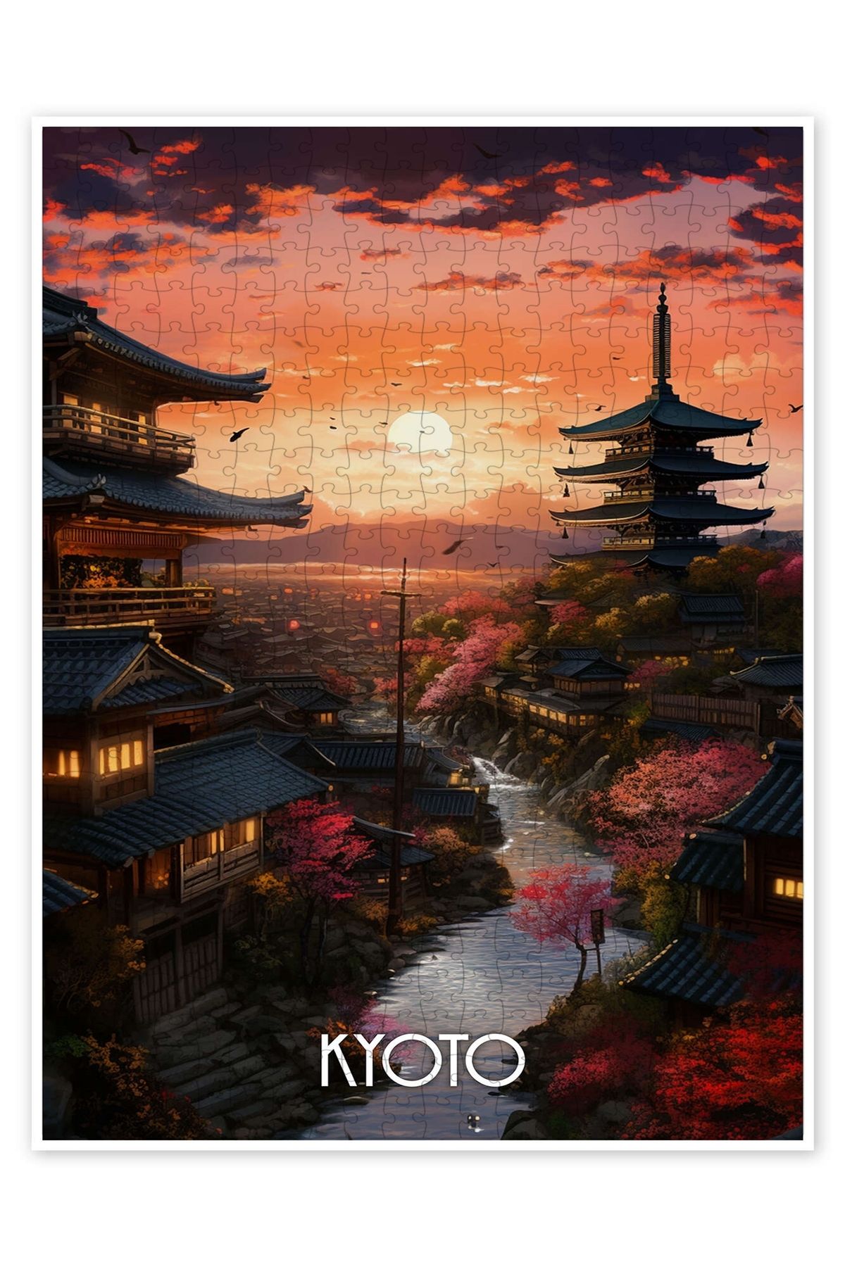 Jeronkarji Kyoto Seyahat Sanatı II 500 Parça Puzzle Yapboz Şehir Manzara Temalı Hobilik